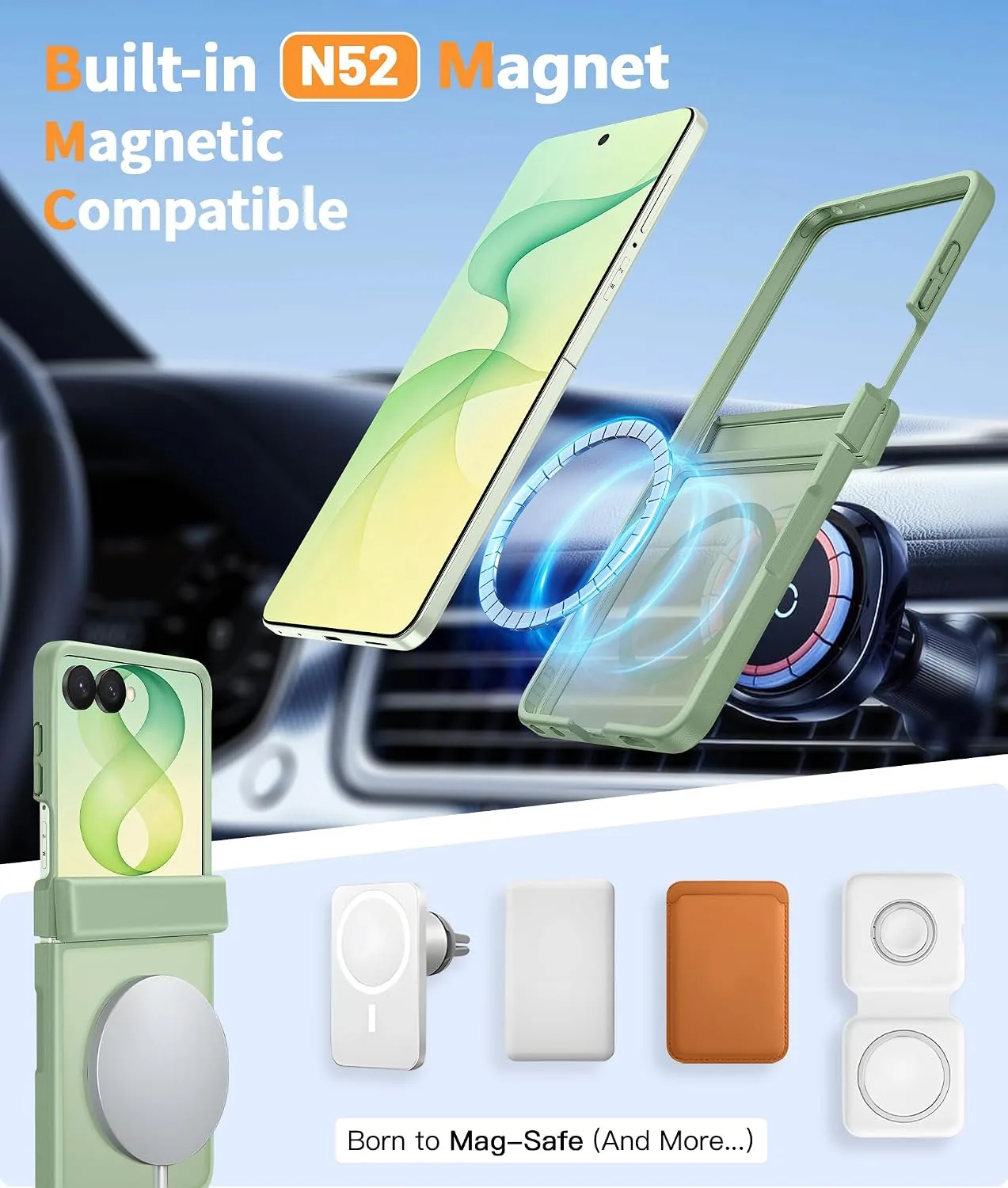FNTCASE for Samsung Galaxy Z Flip 8 Case, Fit for Magsafe, Hinge Protection