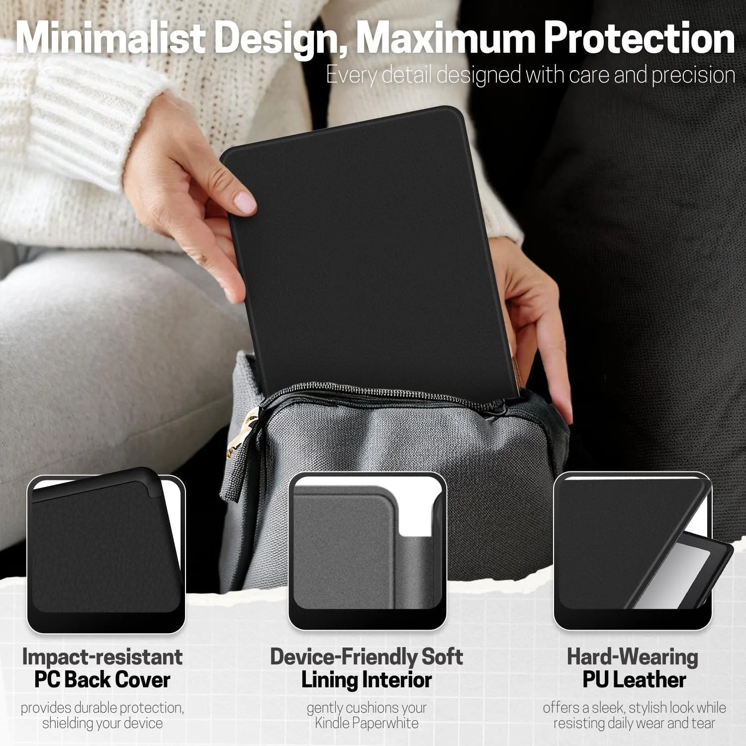 TNP Kindle Paperwhite 12th Gen Case, Colorsoft 7-Inch Cover, Black