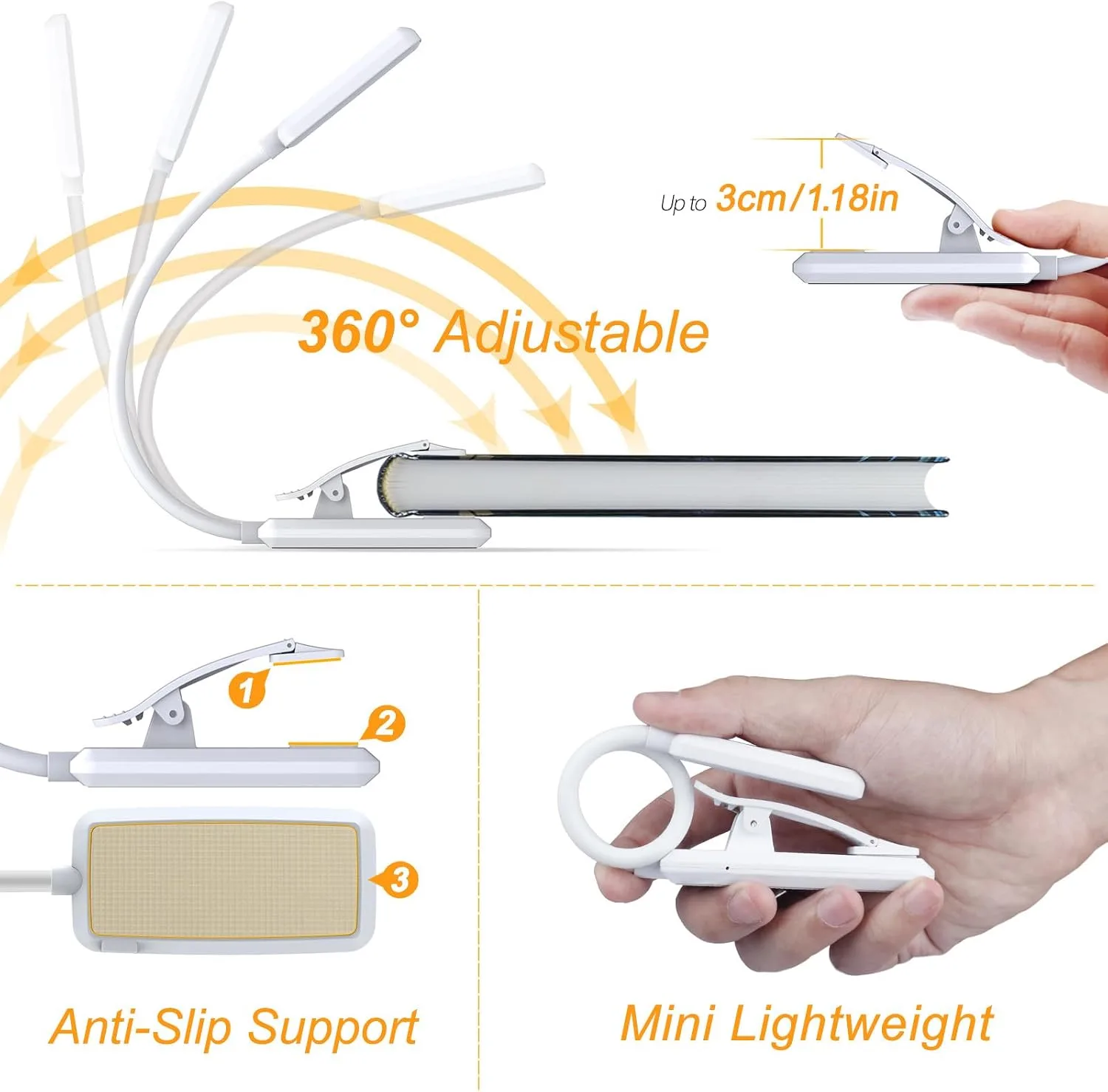 Gritin 9 LED Rechargeable Book Light for Reading in Bed