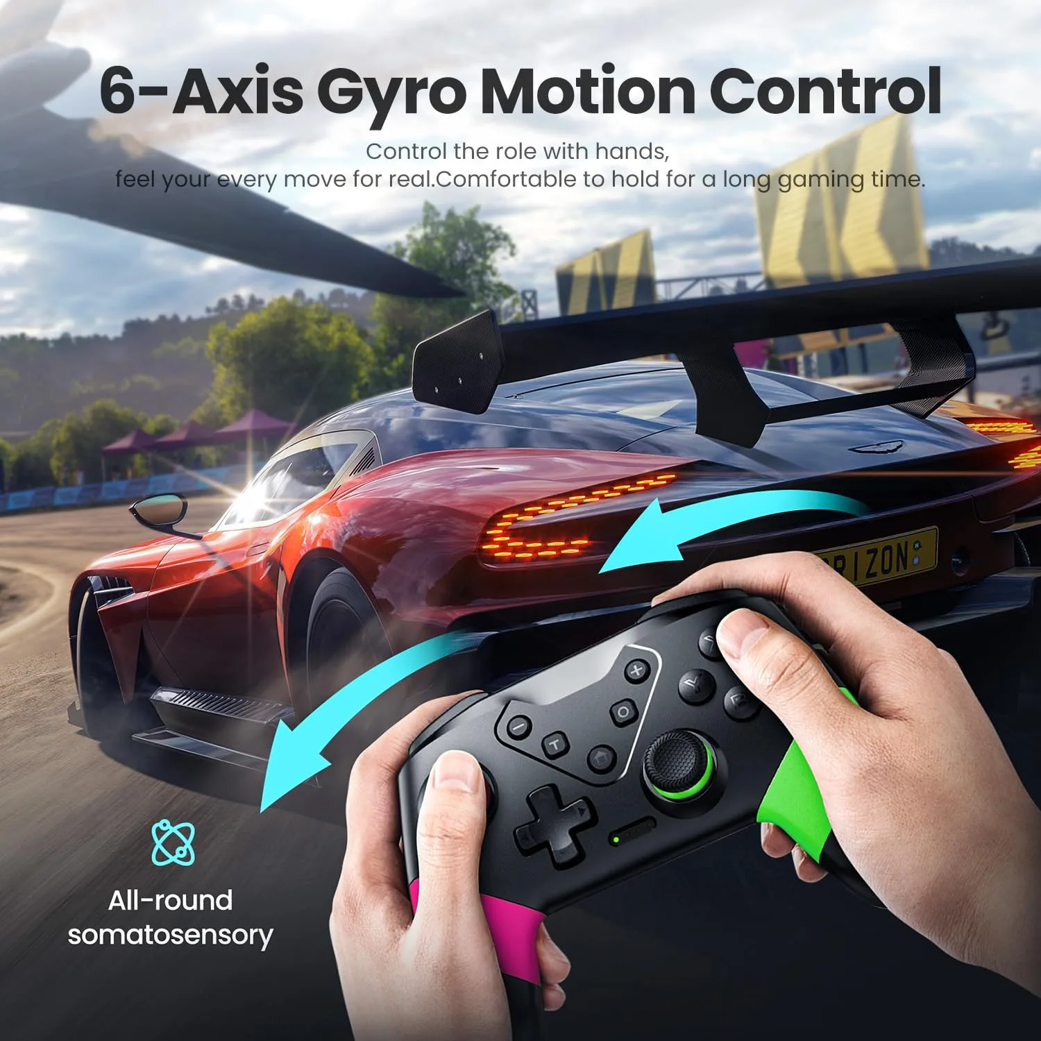 VOYEE Switch Controller for Switch/Lite/OLED, Pro Controller Pink-Green
