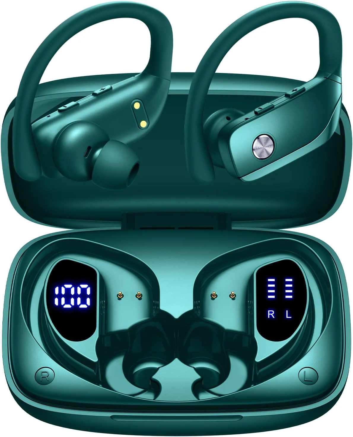 Audífonos inalámbricos Bmanl T16 Bluetooth con gancho y 80 horas de reproducción Verde
