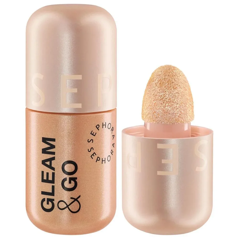Gleam & Go Liquid Luminizer - 01 On Ice icy white shimmer - 02 On The Clock warm gold shimmer