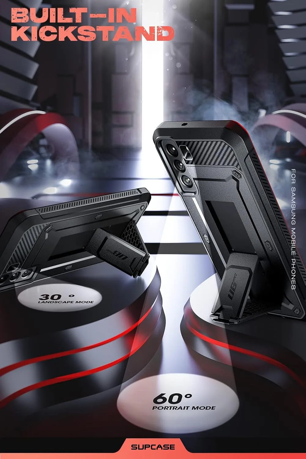 SUPCASE for Samsung Galaxy S22 Case with Built-in Kickstand, Black