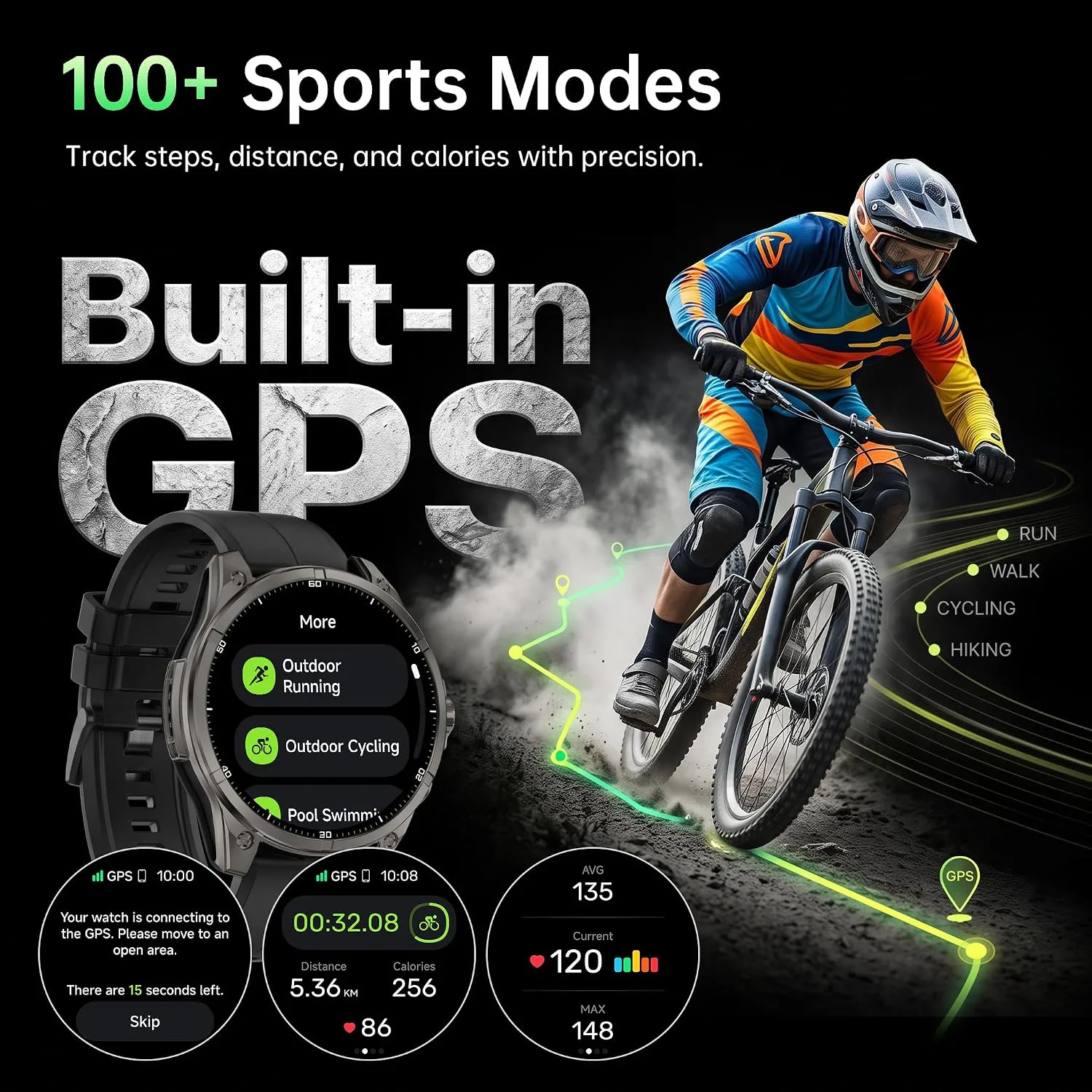SOUYIE GPS Smart Watch for Men, 1.43" AMOLED Display Rugged Fitness Tracker