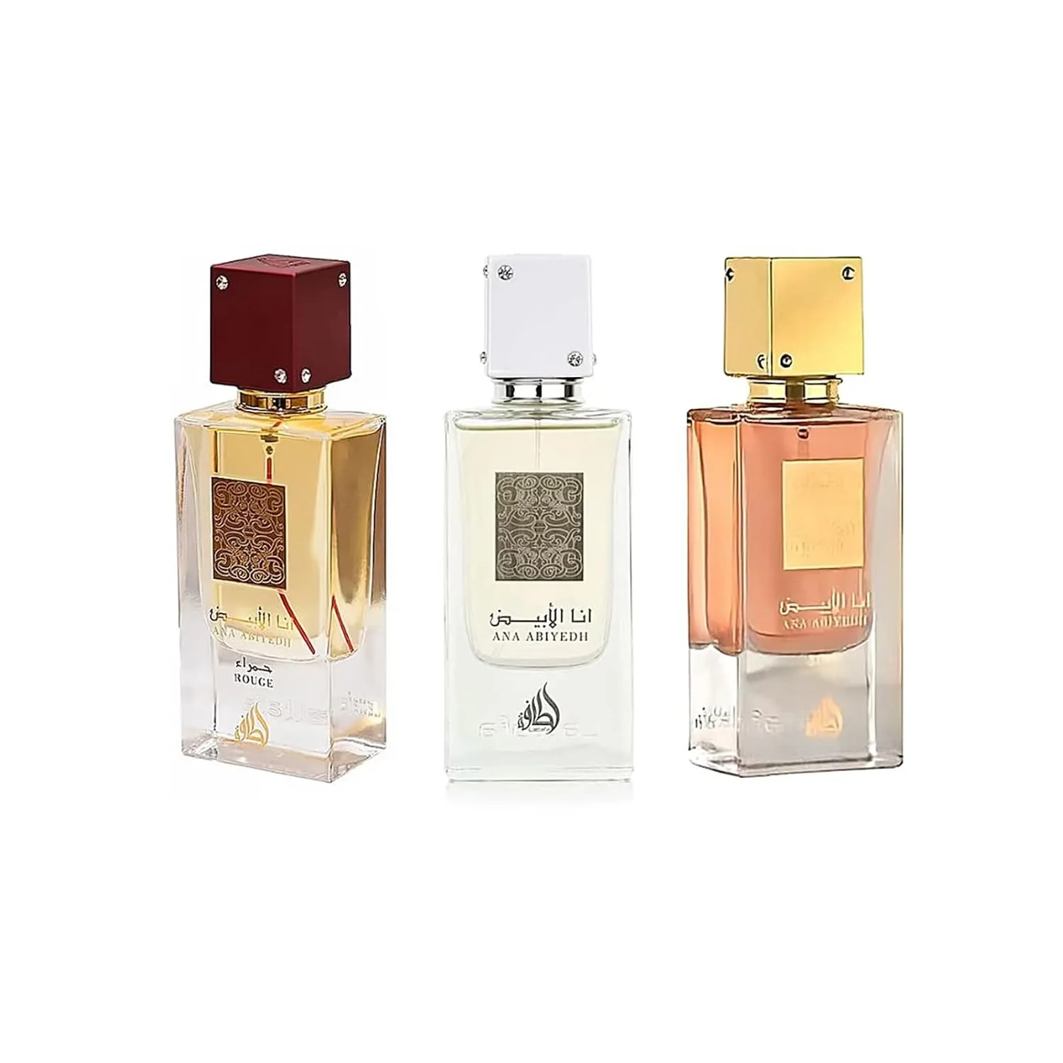 Lattafa Ana Abiyedh 3-Piece Gift Set, (Ana Abiyedh, Rouge, Leather)