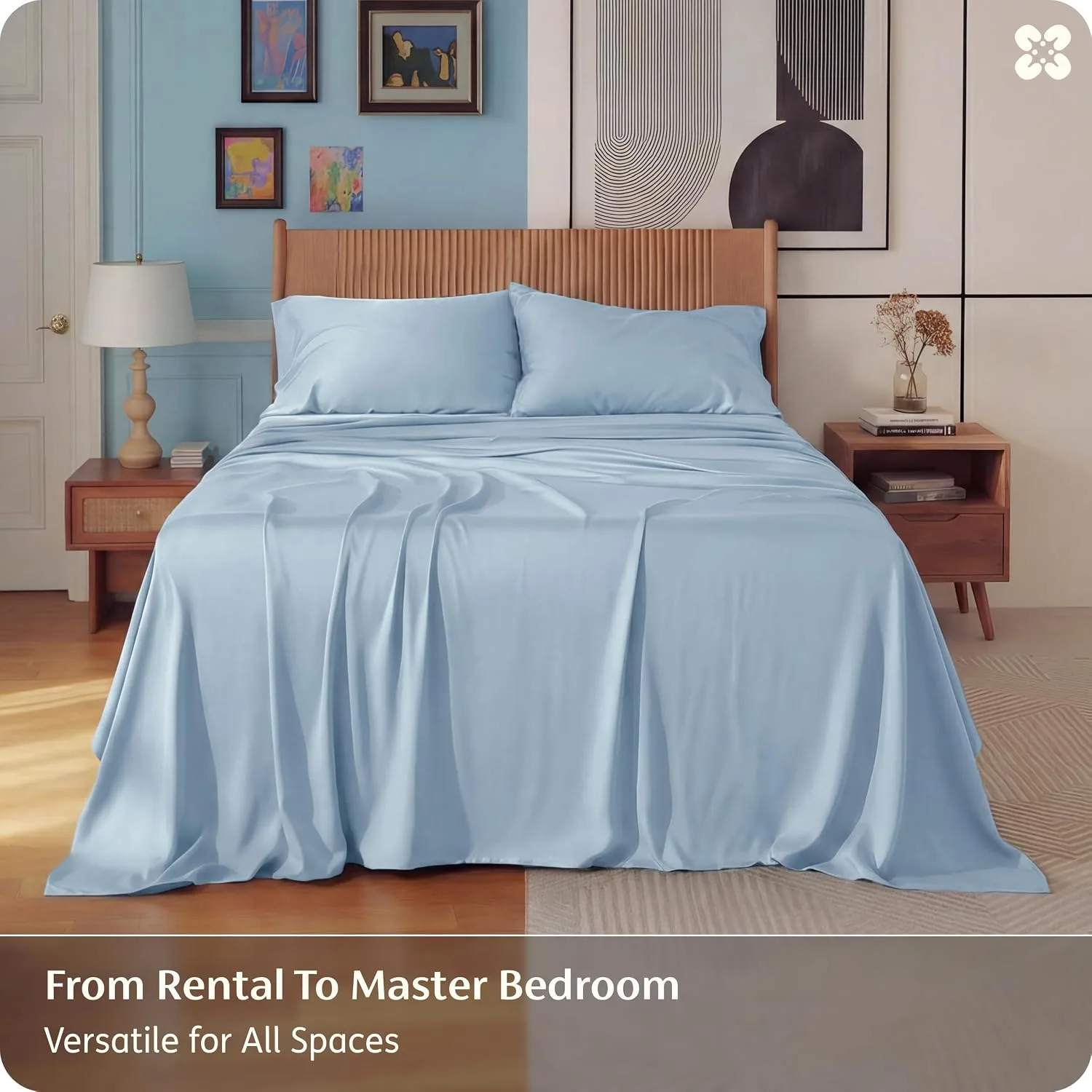 Bedsure PureWoven 100% Rayon Derived from Bamboo, Full Size Sheets, 4 PCS
