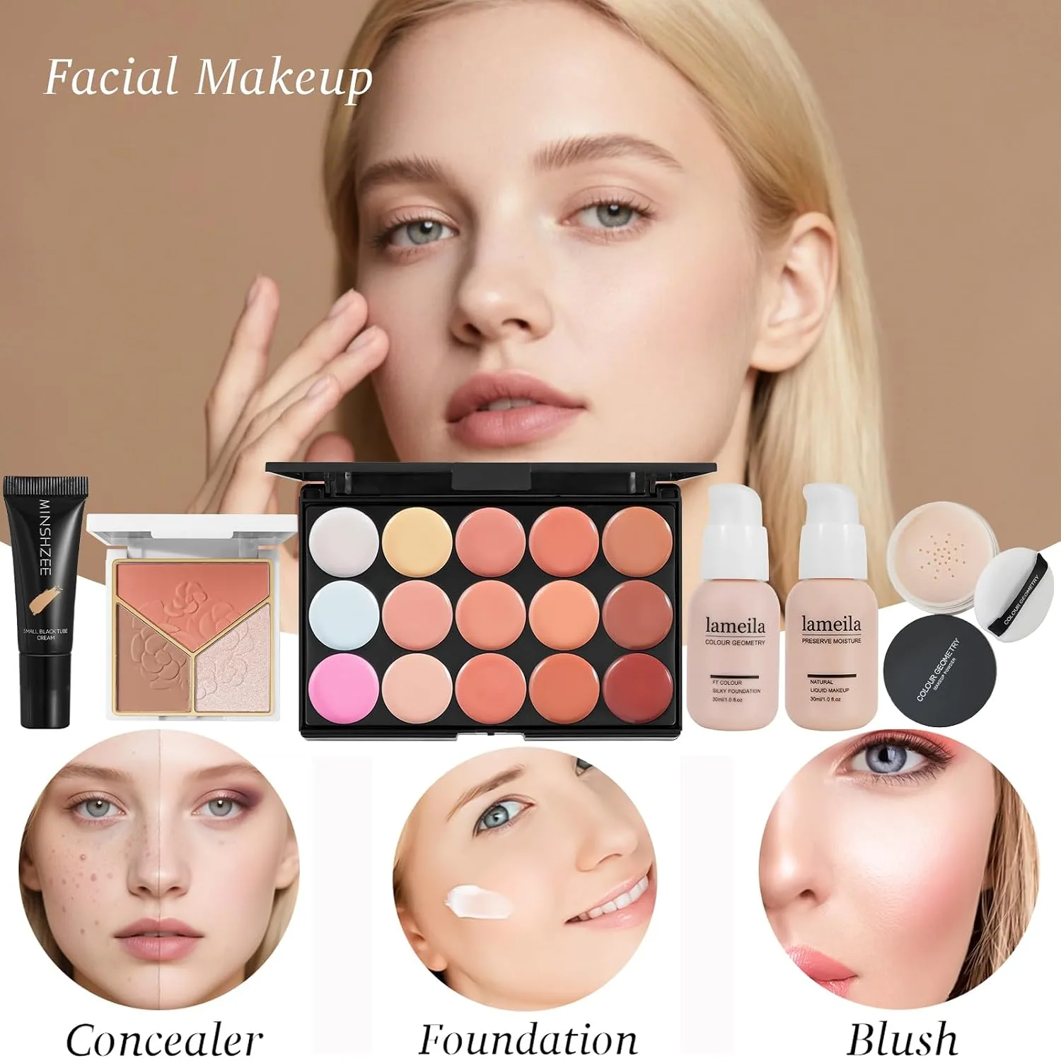 All in One Makeup Kit for Women Full Kit,Makeup Set for Women, Includes Eyeshadow Palette/Foundation/Lipstick/Eyeliner/Mascara/makeup Brush,Makeup Gift Set for Christmas & Birthday&Holiday&Everyday.
