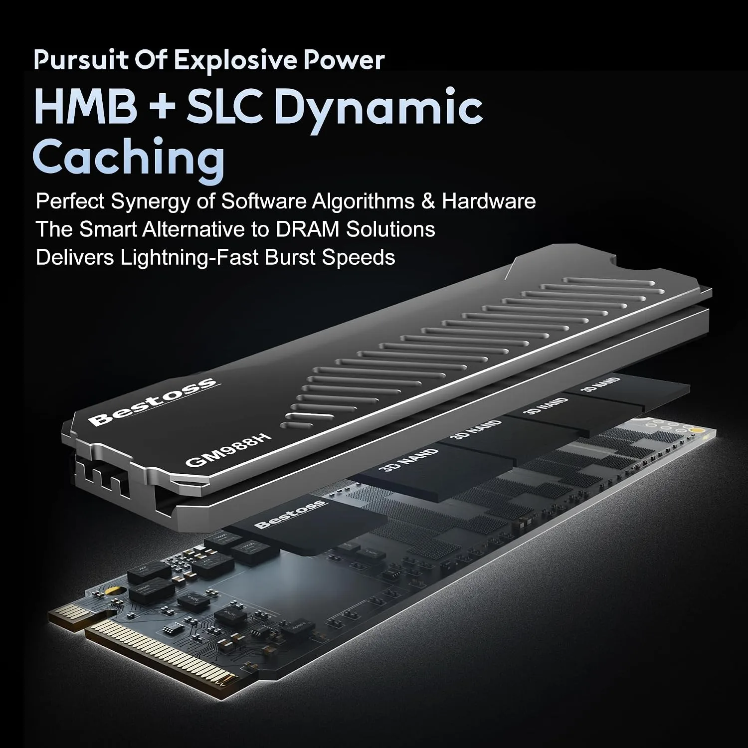 Bestoss 1TB PCIe 4.0 NVMe M.2 2280 SSD with Heatsink,PS5 Storage,7350MB/s