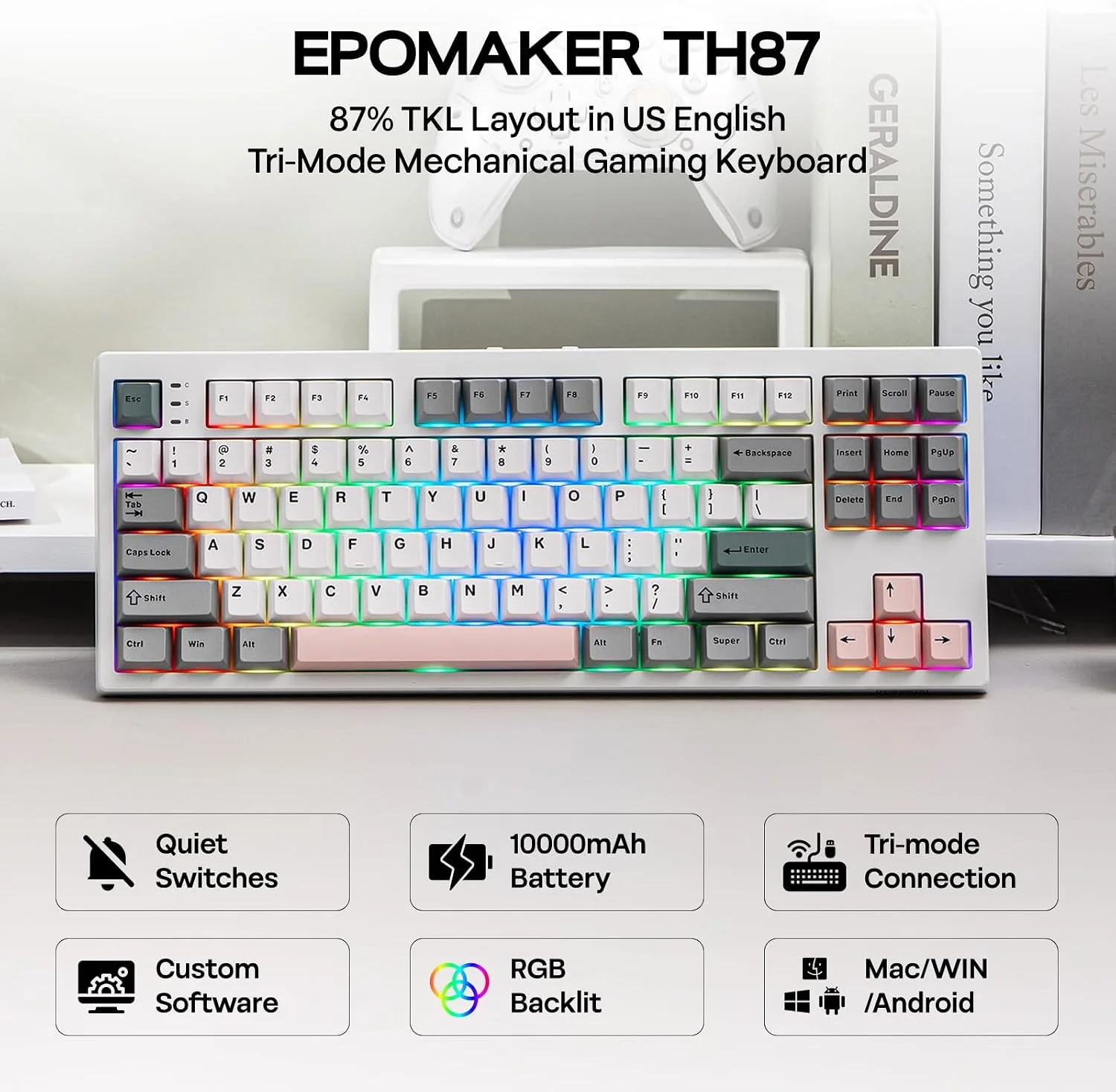 EPOMAKER TH87 Wireless Mechanical Keyboard with 10000mAh Battery