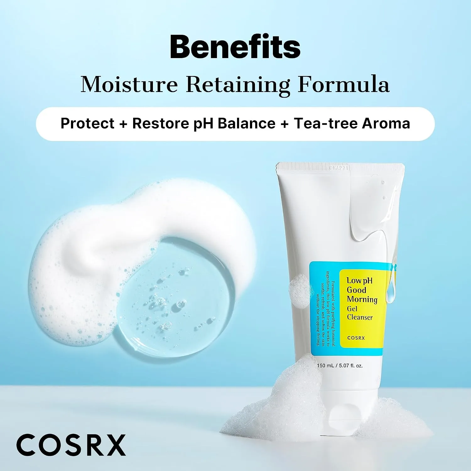 COSRX Low pH Good Morning Gel Face Cleanser, Gentle Face Wash, 5.07 fl oz