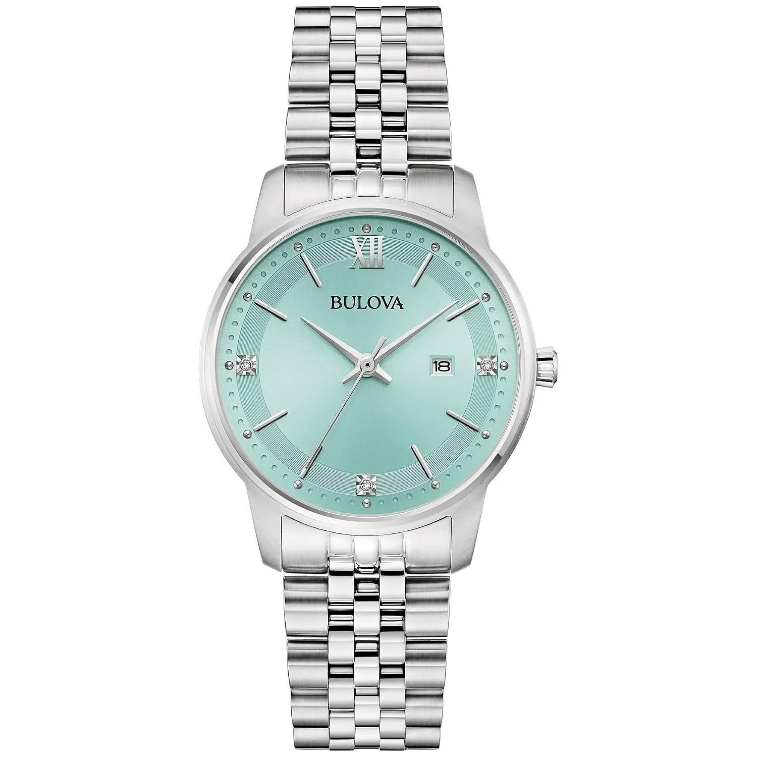 Bulova Ladies' Classic Diamond Two-Tone Gold Stainless Steel 3-Hand Calendar Date Quartz Watch