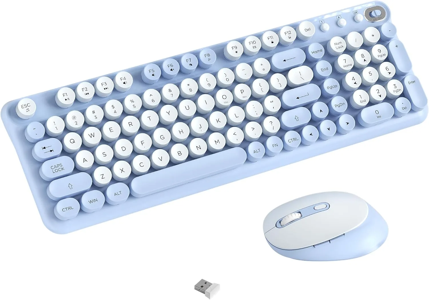 Colorful Wireless Keyboard and Mouse Combo (Blue)