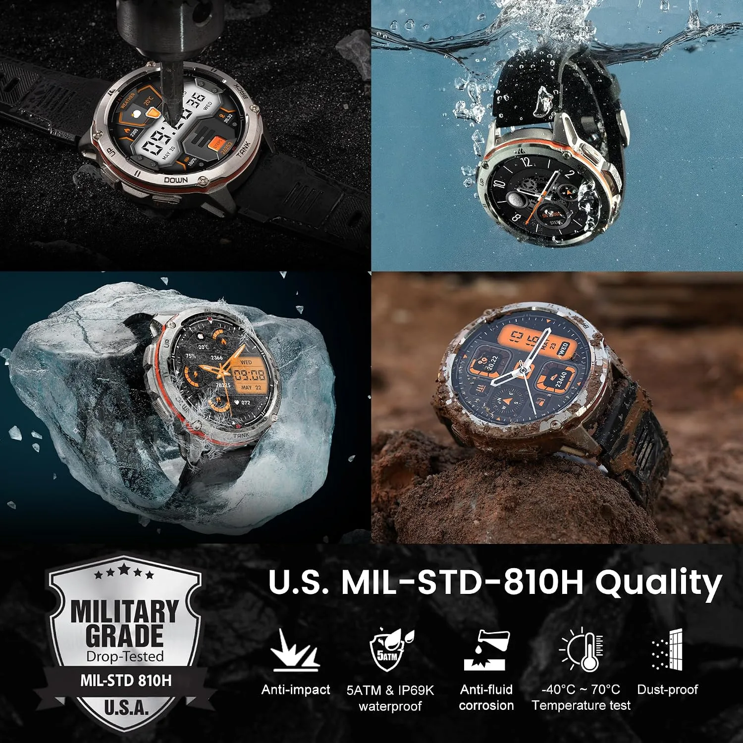 T3 Ultra Smart Watches for Men, GPS, Rugged, Stainless Steel Body