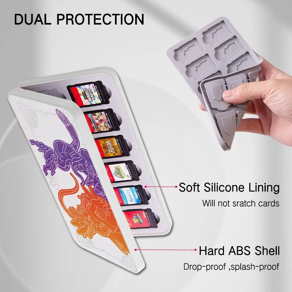 PERFECTSIGHT Switch Game Case Compatible with Nintendo Switch OLED & Switch Lite, 24 Switch Game Holder, Cute Switch Game Card Case Cartridge with 24 Slots Game Card Storag (Red and Purple)