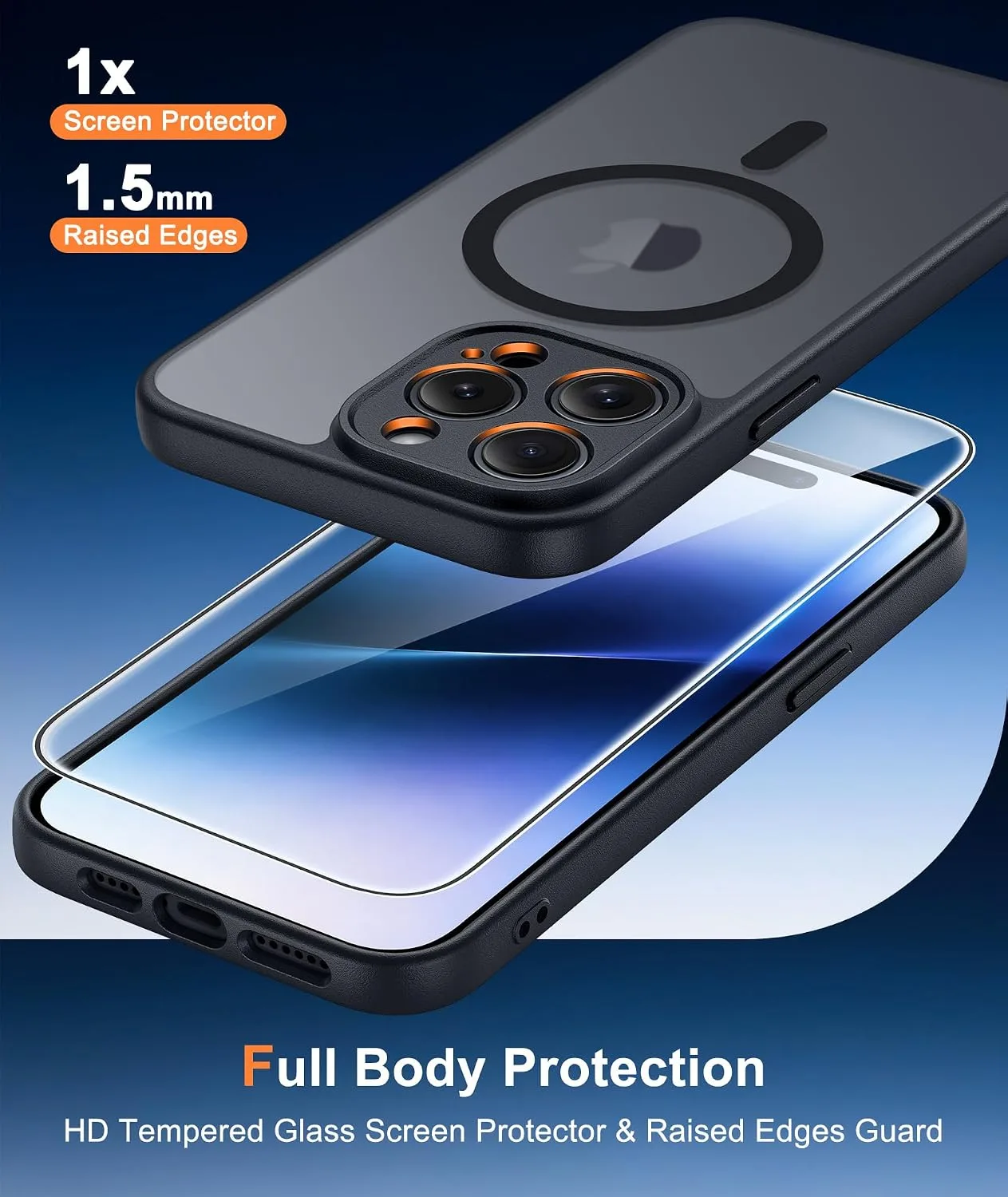 FNTCASE for iPhone 14-Pro Case Fit for MagSafe Black