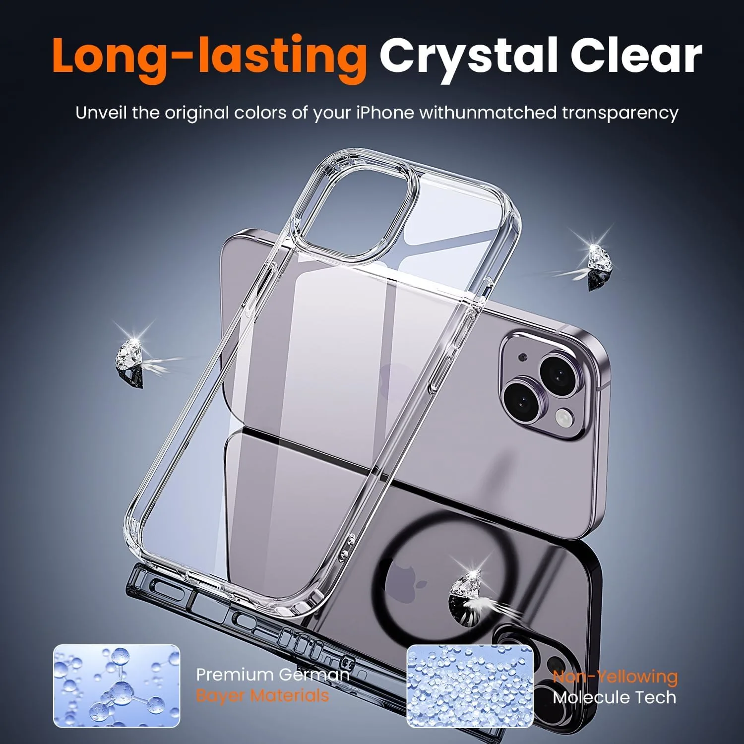 toushion 3 in 1 for iPhone 14 Case Transparent