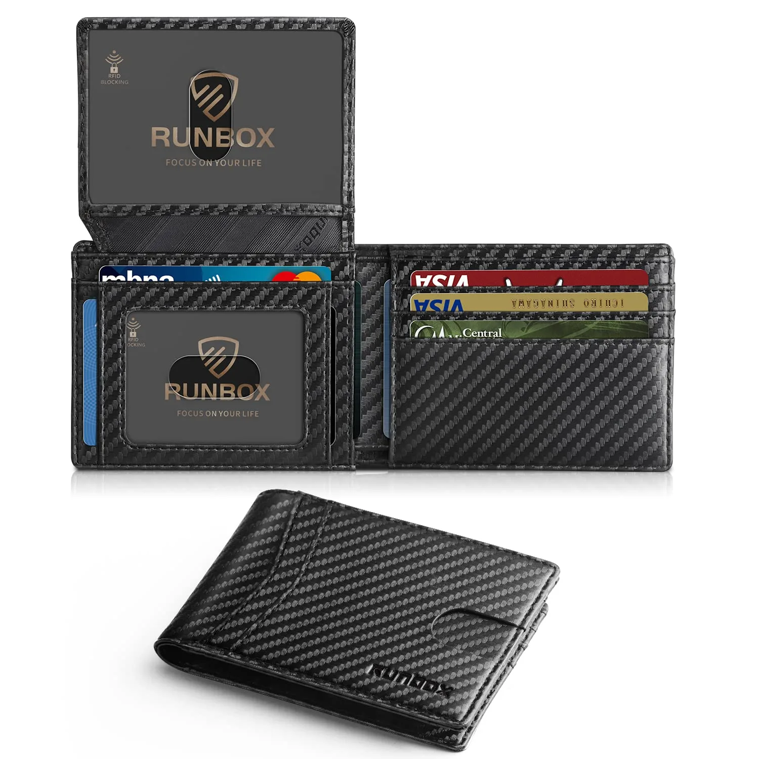 RUNBOX Wallet for Men -Slim Rfid Leather Mens Bifold Novelty Wallets 2 ID Window With Gift Box Men's Accessories