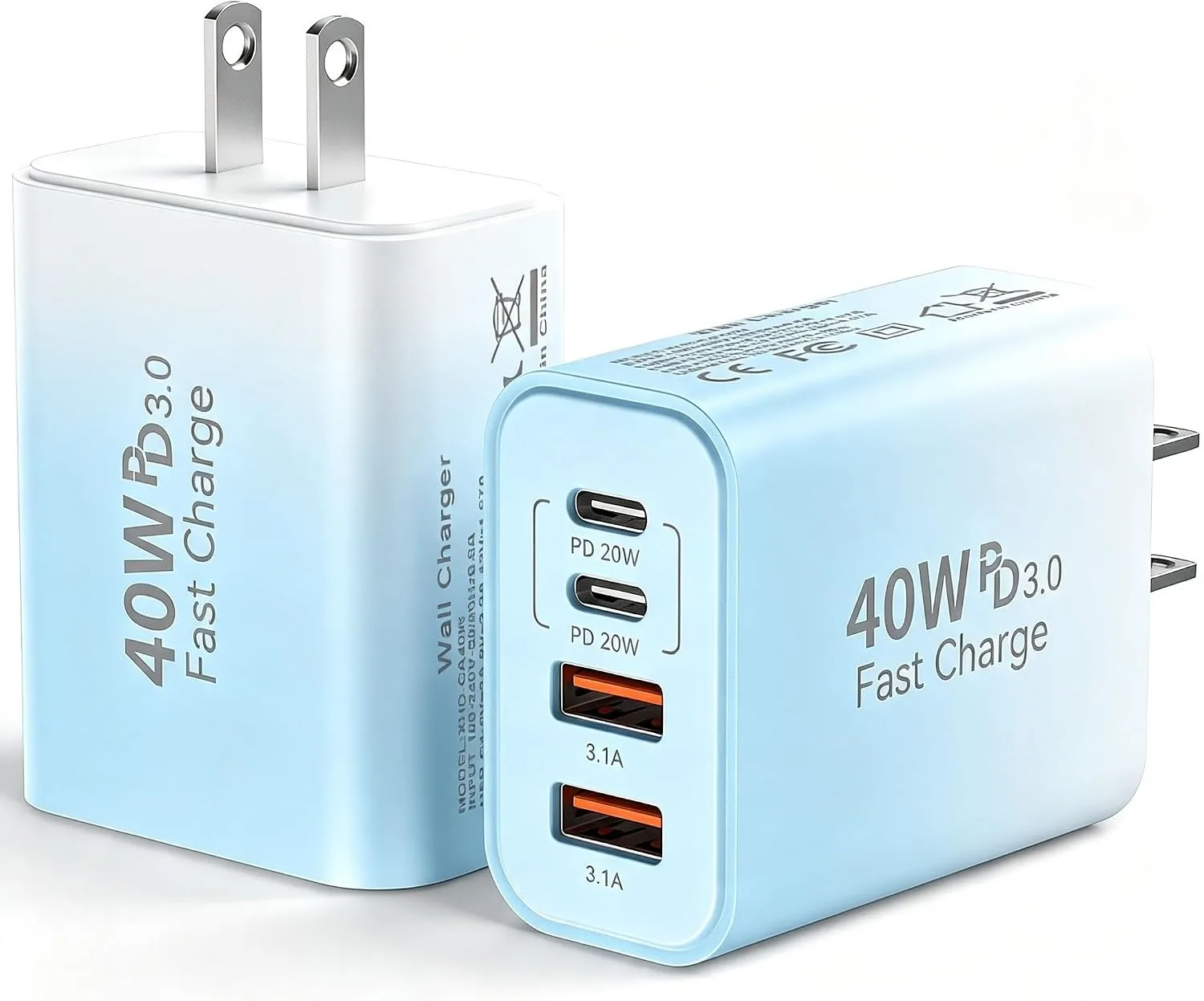 USB C Wall Charger Block, 40W USB Type C iPhone Charger Fast Charging Block