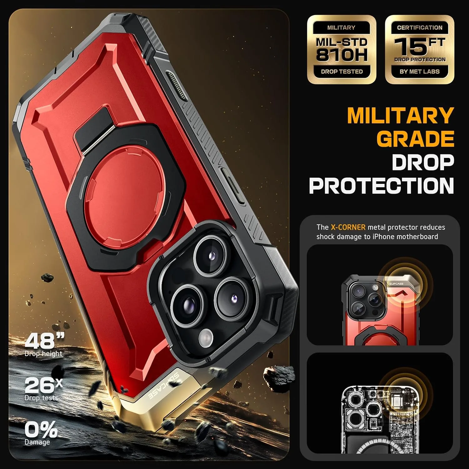 SUPCASE for iPhone 16 Pro Case with Camera Control Capture Button, Red