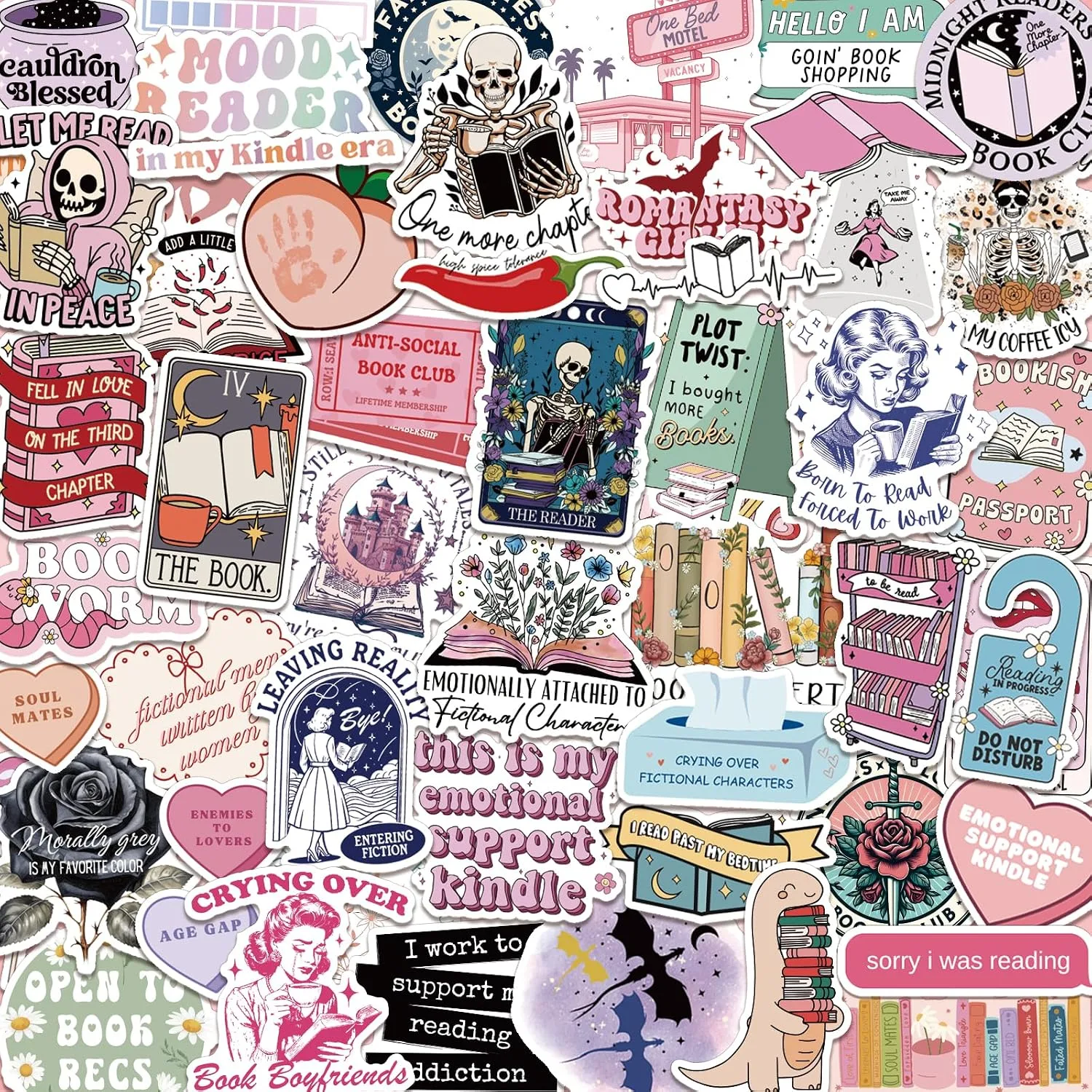 150 PCS Romance Book Stickers for Kindle, Holographic Bookish Sticker Pack Reading Glitter Vinyl Decals for Laptop Ebook Readers Water Bottles Journal Scrapbook Waterproof (Pack of 2)