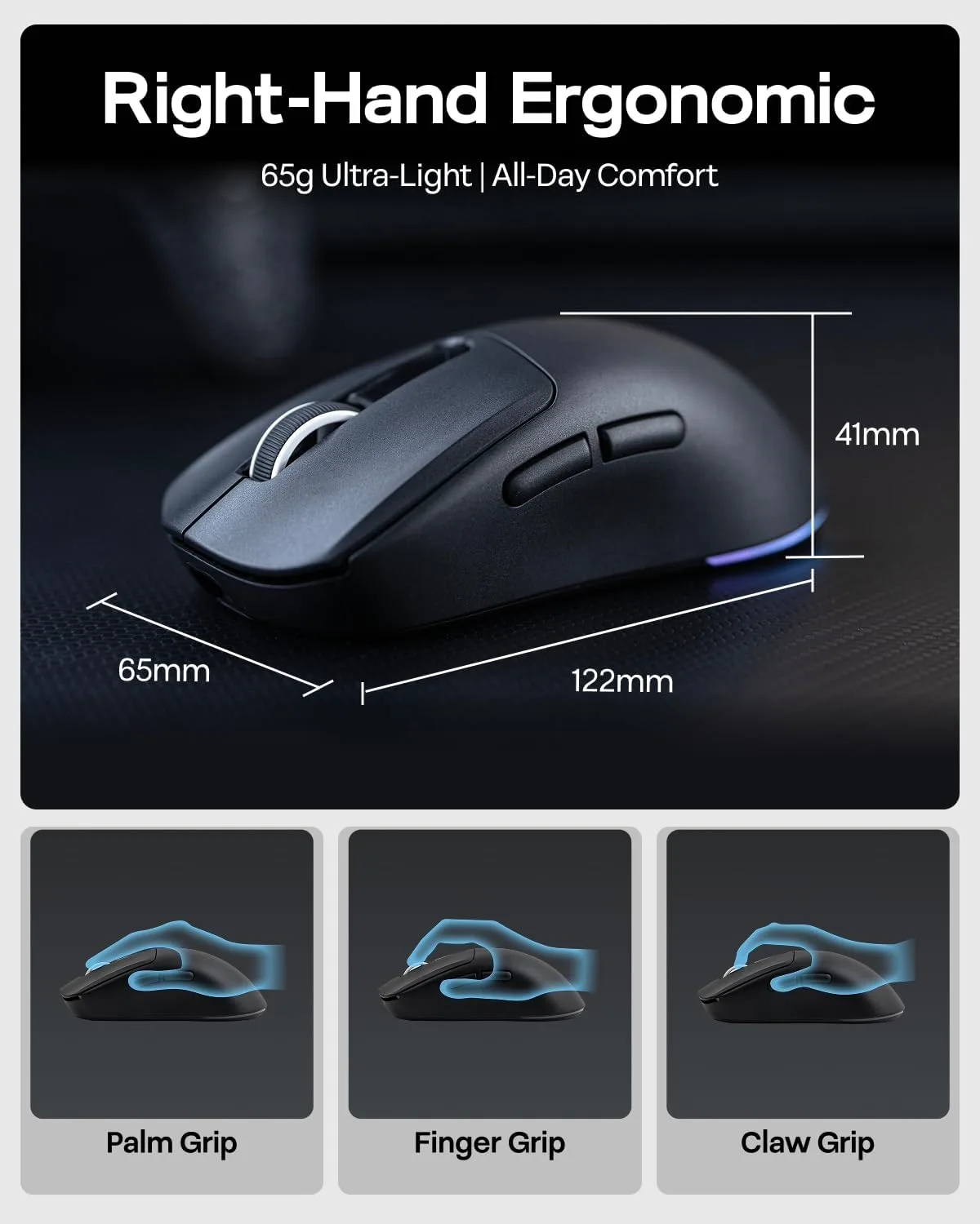 EPOMAKER NEX Lite Wireless Gaming Mouse w/Screens & RGB Charging Dock