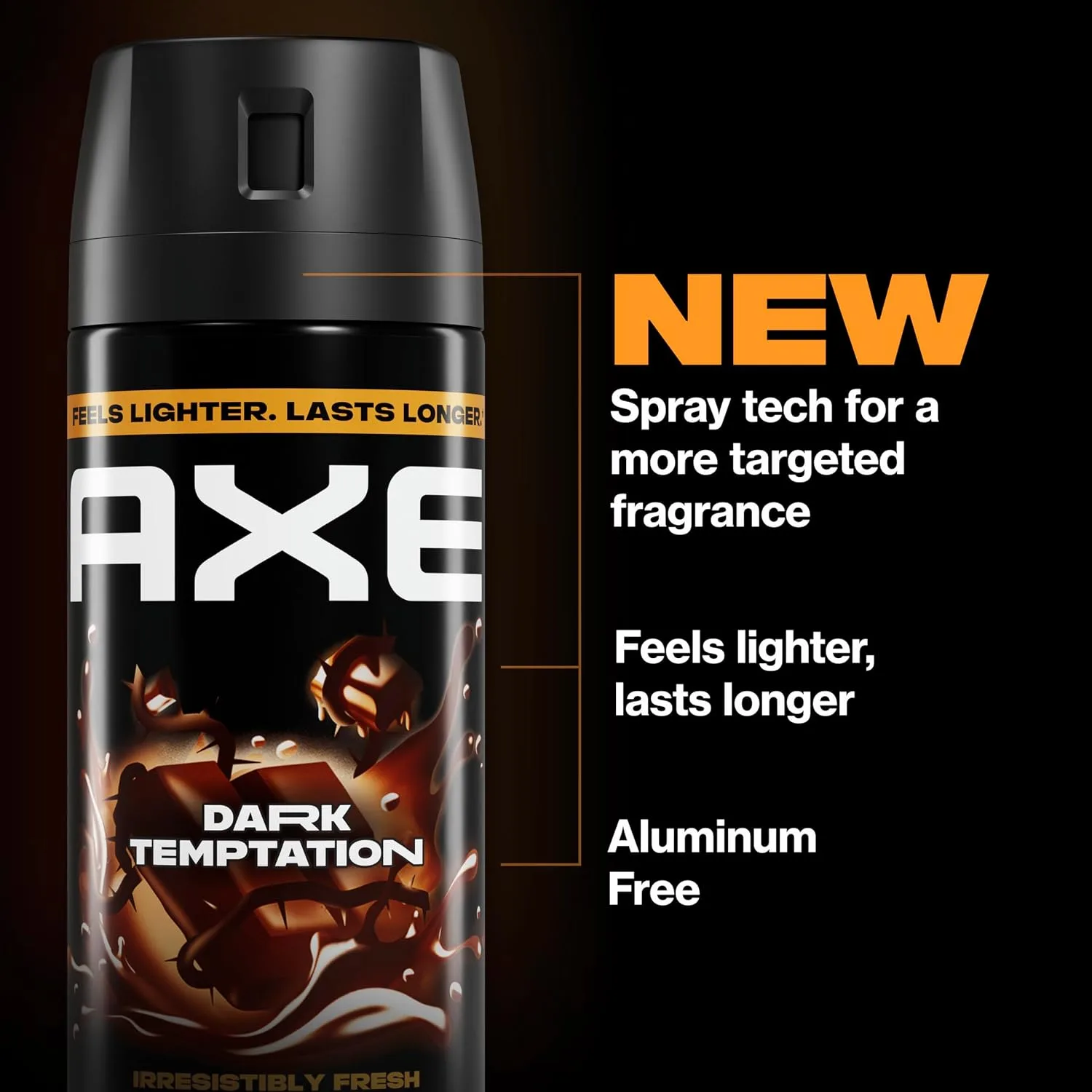 AXE Body Spray 4 Count Dark Temptation 48 Hour All Over Fresh 2.9 oz