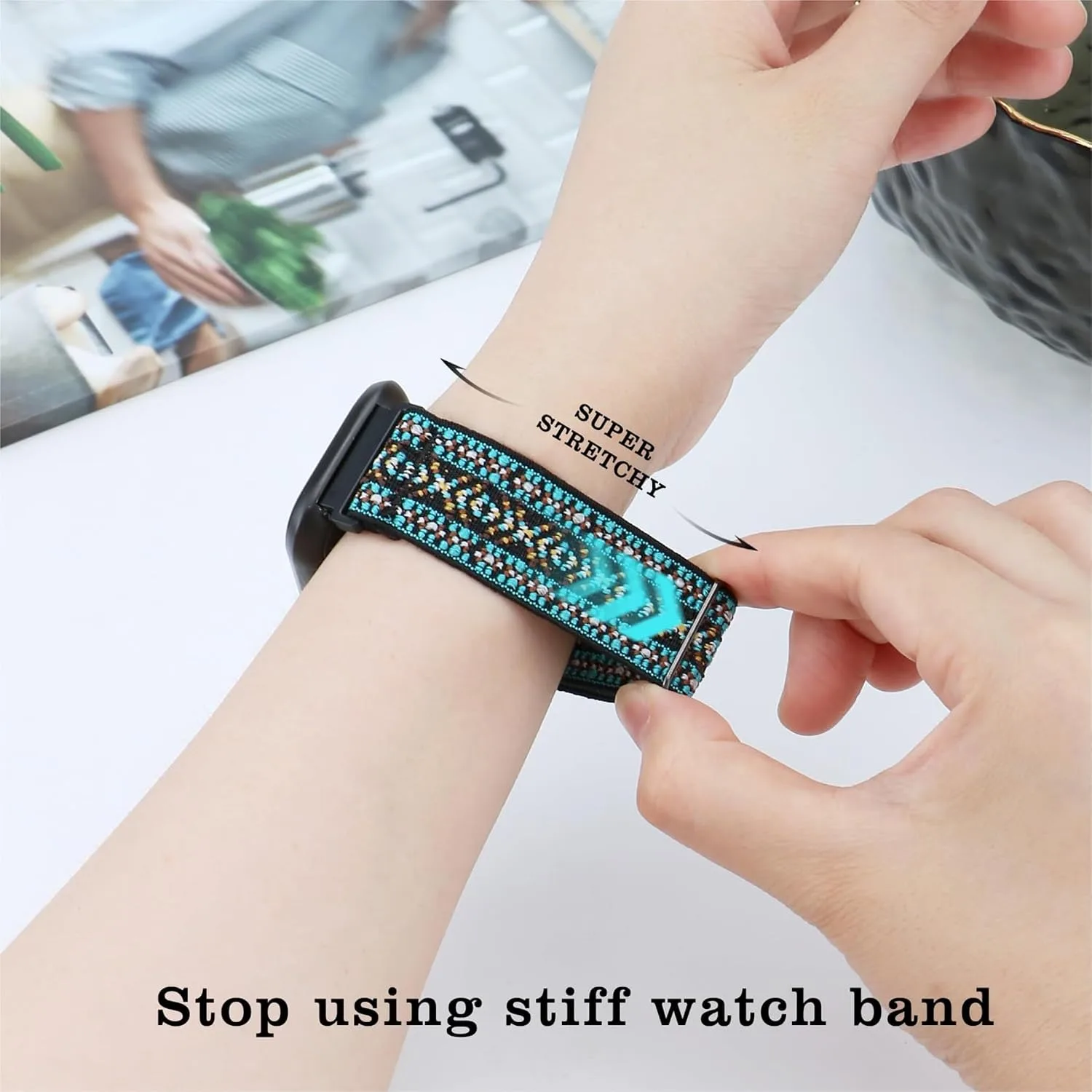 3 Pack ID208 Plus Smart Watch Bands for Fitpolo/Quican/Aeac/Tensky ID208 Plus Smartwatch, 22mm Elastic Nylon Replacement Wristband Adjustable Straps for man woman