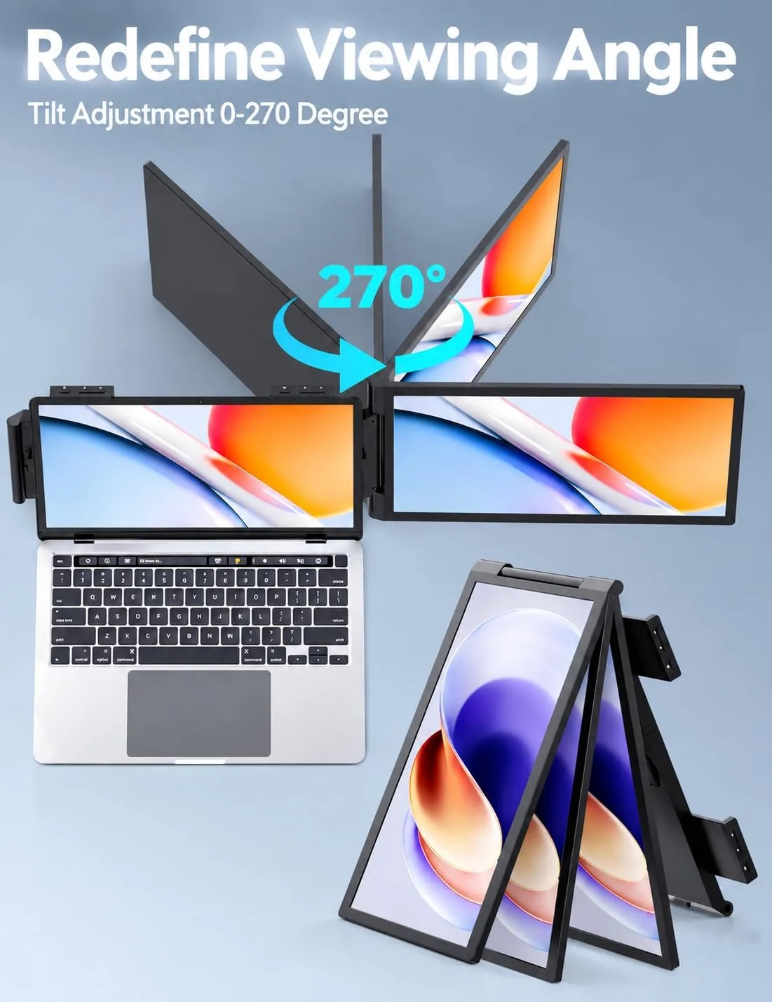 HONGO 14'' Laptop Screen Extender, FHD 1080P IPS Dual Display Portable Monitor for 14-16'' Laptops, USB-C/HDMI, Plug and Play for Windows, Mac, Android, Switch and PS5
