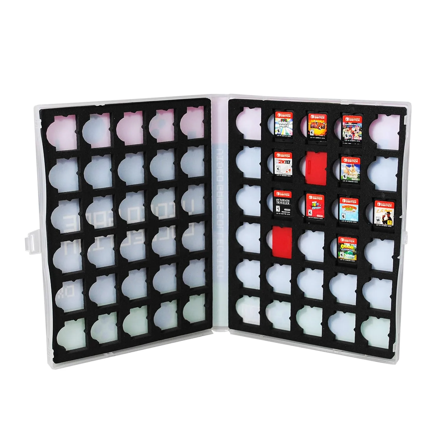 UniKeep Game Case for Nintendo Switch Cartridges - Holds 60 Video Games Securely in Foam | Heavy Duty Compact Travel Storage Binder & Protective Holder Organizer with Snap-Lock Closure