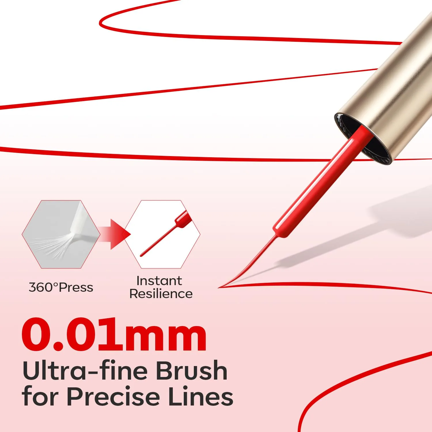 modelones Red French Tip Liner Gel Polish 15ml Built-in Fine Brush