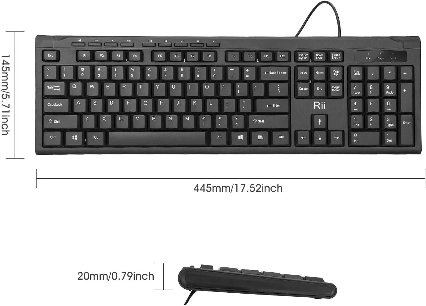 Rii RK907 Ultra-Slim Compact USB Wired Keyboard for MAC and PC-Black(2PCS)