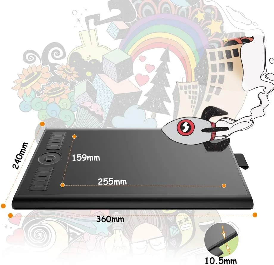 GAOMON M10K PRO Graphics Drawing Tablet, 10x6.25, Tilt & Radial, 10 Keys