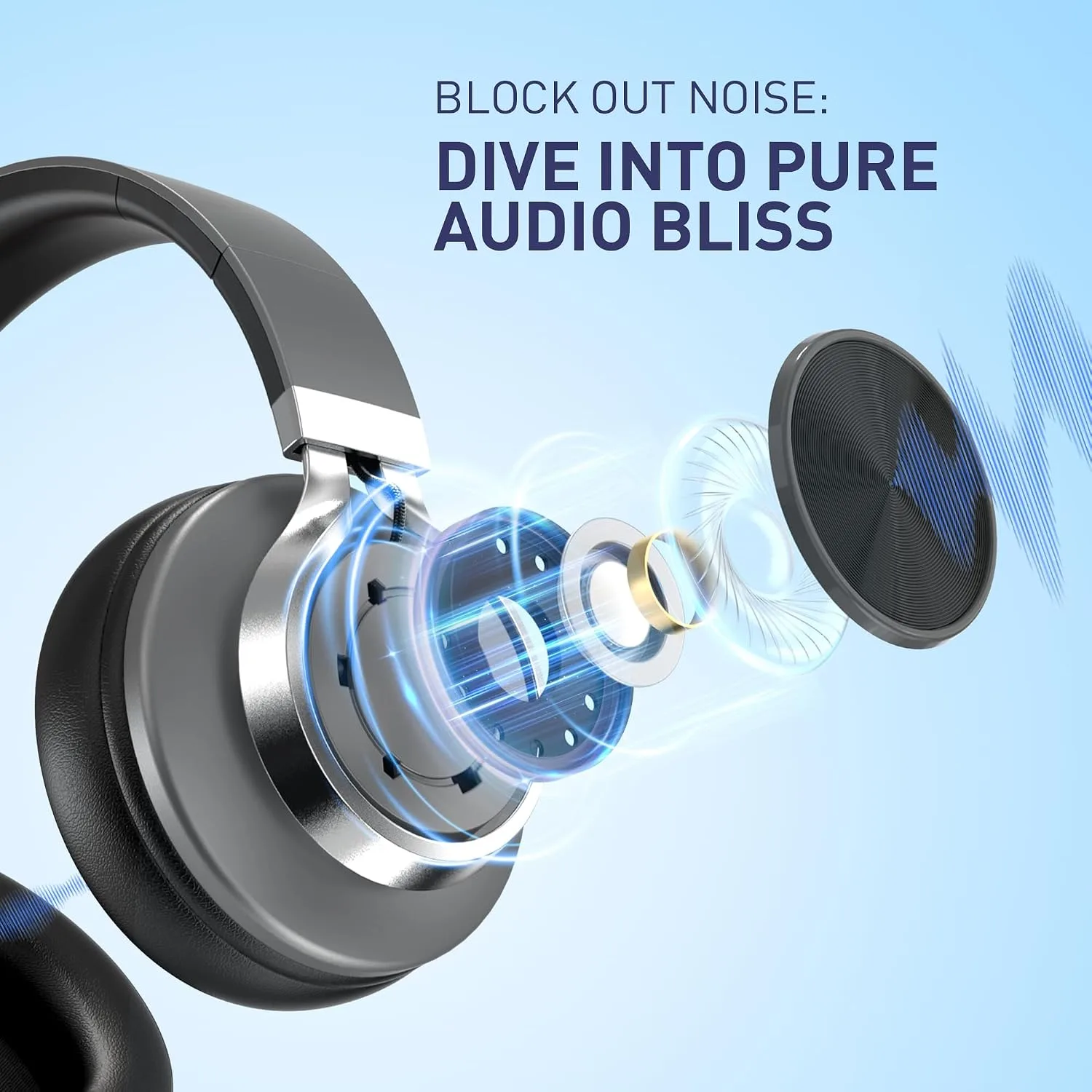 AILIHEN C90 Wired Headphones with Mic Volume Control Noise Isolating Grey