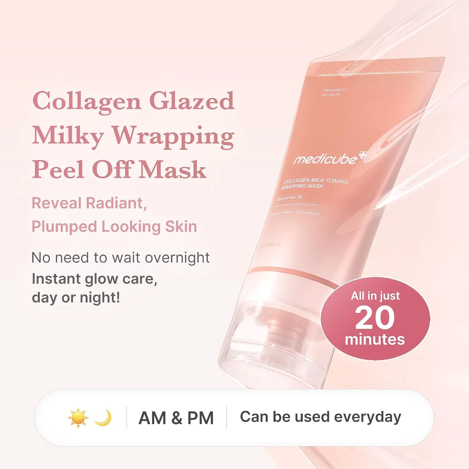 medicube Wrapping Mask Collagen Glazed Milky Glow - Daytime Peel Off Mask