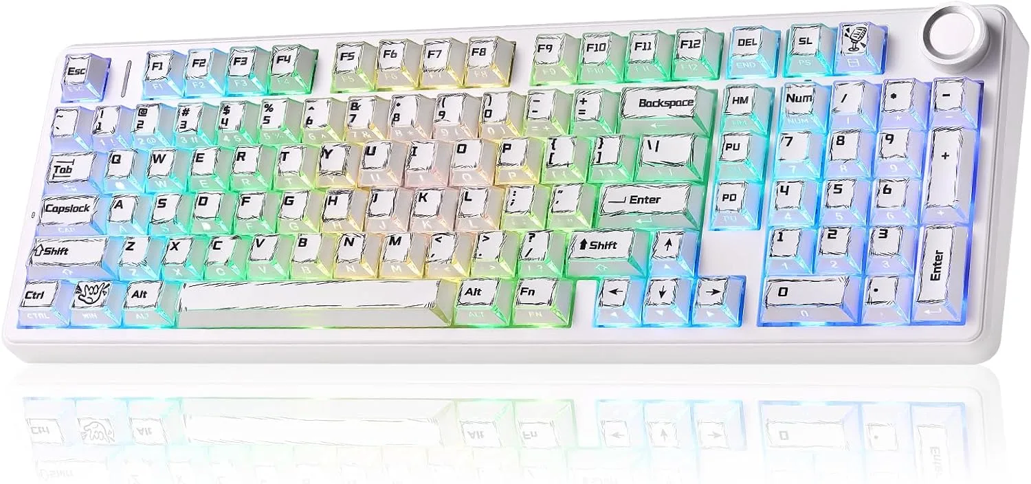 Teclado Gamer Leobog Aula F99 Pro Mecánico Inalámbrico 99 Teclas Crema