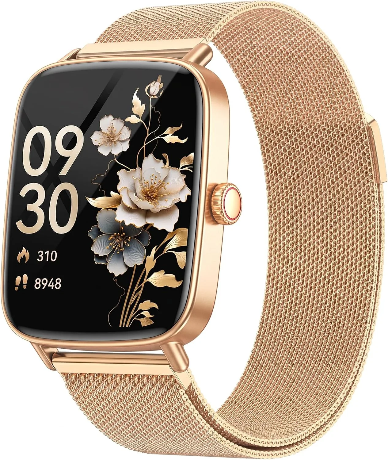 Fitpolo Smart Watches for Women Men,1.85" HD Smartwatch for Android iPhone with Bluetooth Calls, Heart Rate Sleep Monitor, 120+ Sports Modes, IP68 Waterproof, 7-Day Battery - Stainless Steel Gold