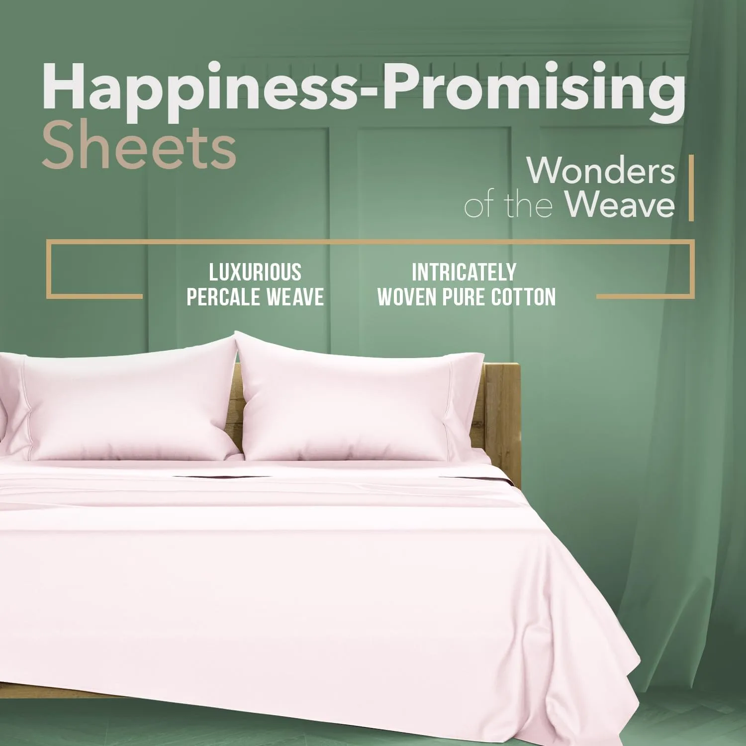 TEXAS LINEN CO. 100% Organic Cotton Sheets King Size - 4 PC Organic Cotton King Size Percale Weave Sheet Set, Soft, Cooling, Crisp & Breathable, 16" Deep Pocket Hotel Quality Bedding Set - (Blush)