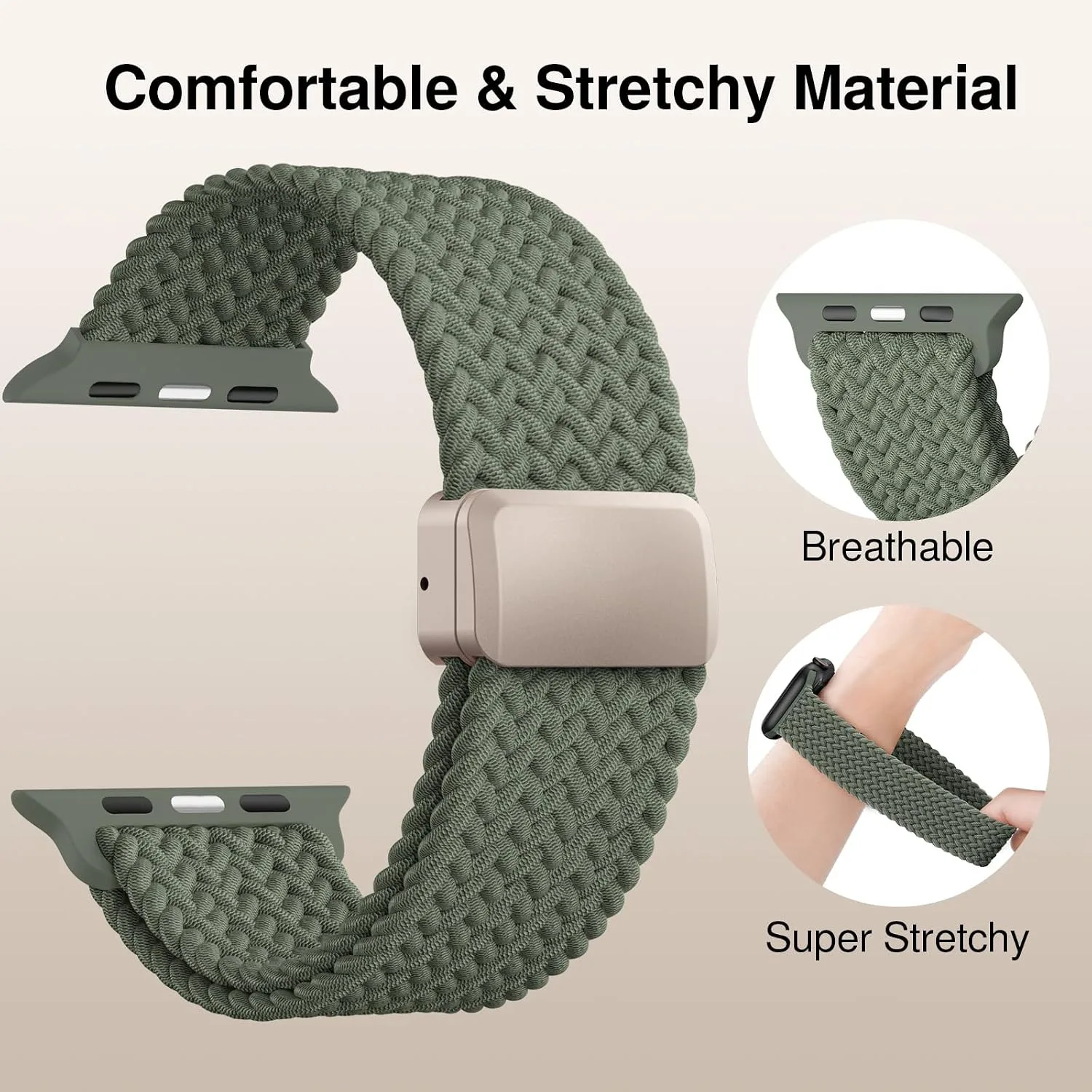 Braided Stretchy Magnetic Sport Band for Apple Watch Bands for Women Men