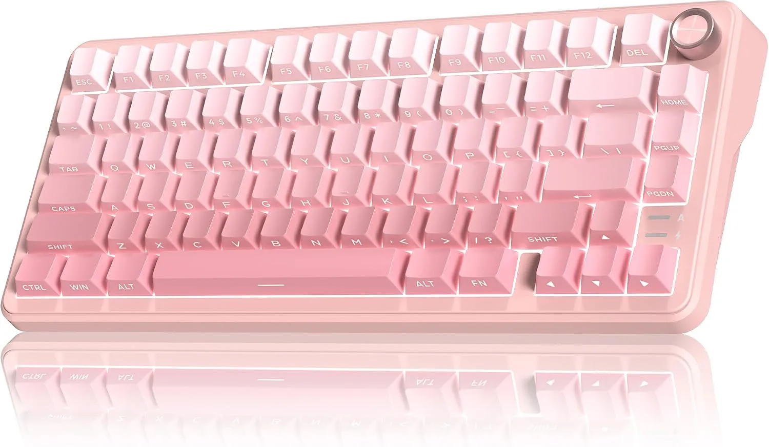 RedThunder K75 Wireless Mechanical Gaming Keyboard, 75% Hot Swappable Creamy Keyboard with Knob, RGB Backlit, Pre-lubed Switches, Side Engraved PBT Keycaps, Wireless/Wired/BT5.0, Gradient Sakura Pink