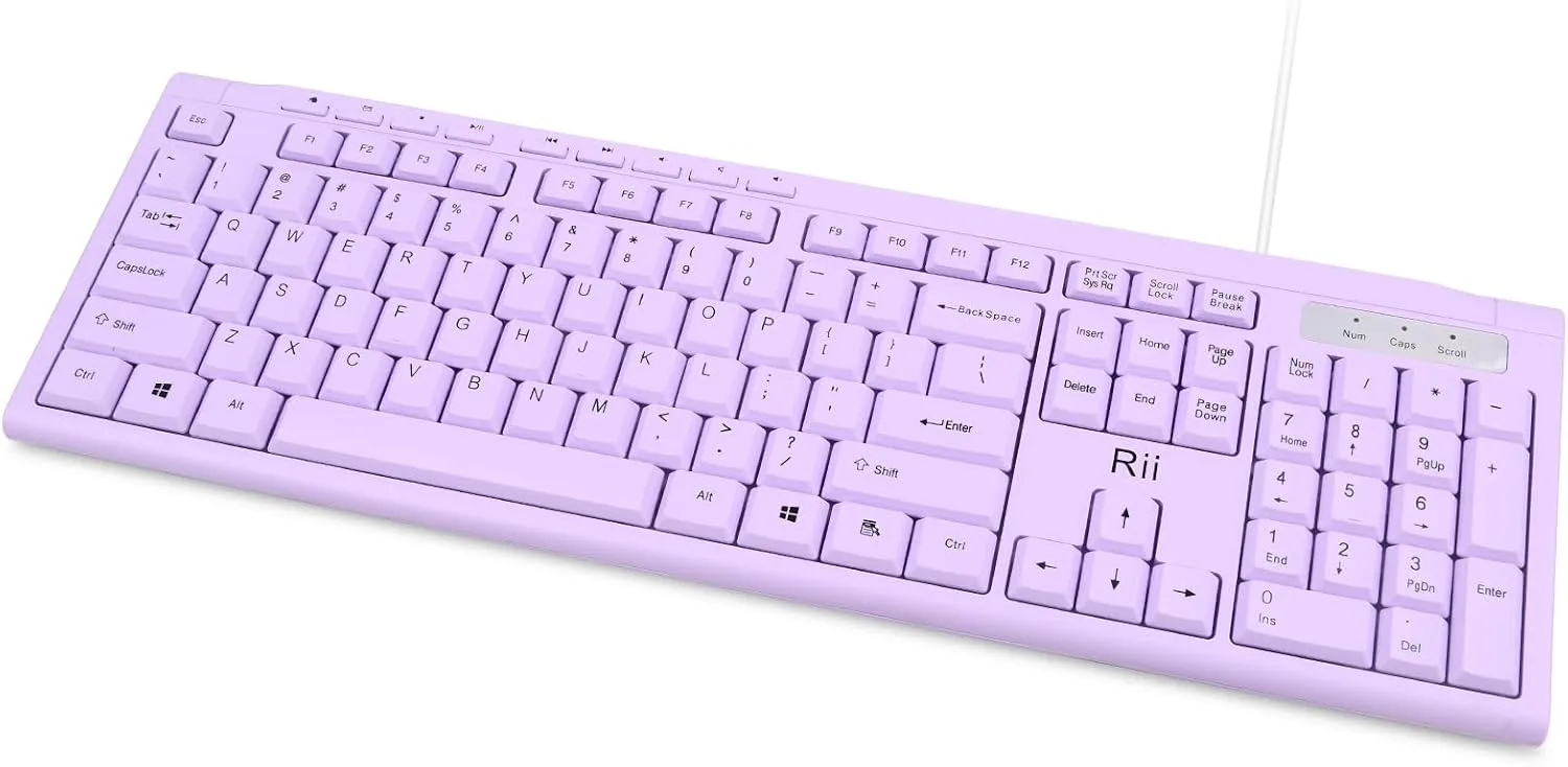 Rii RK907 Ultra-Slim Compact USB Wired Keyboard for MAC and PC-Purple