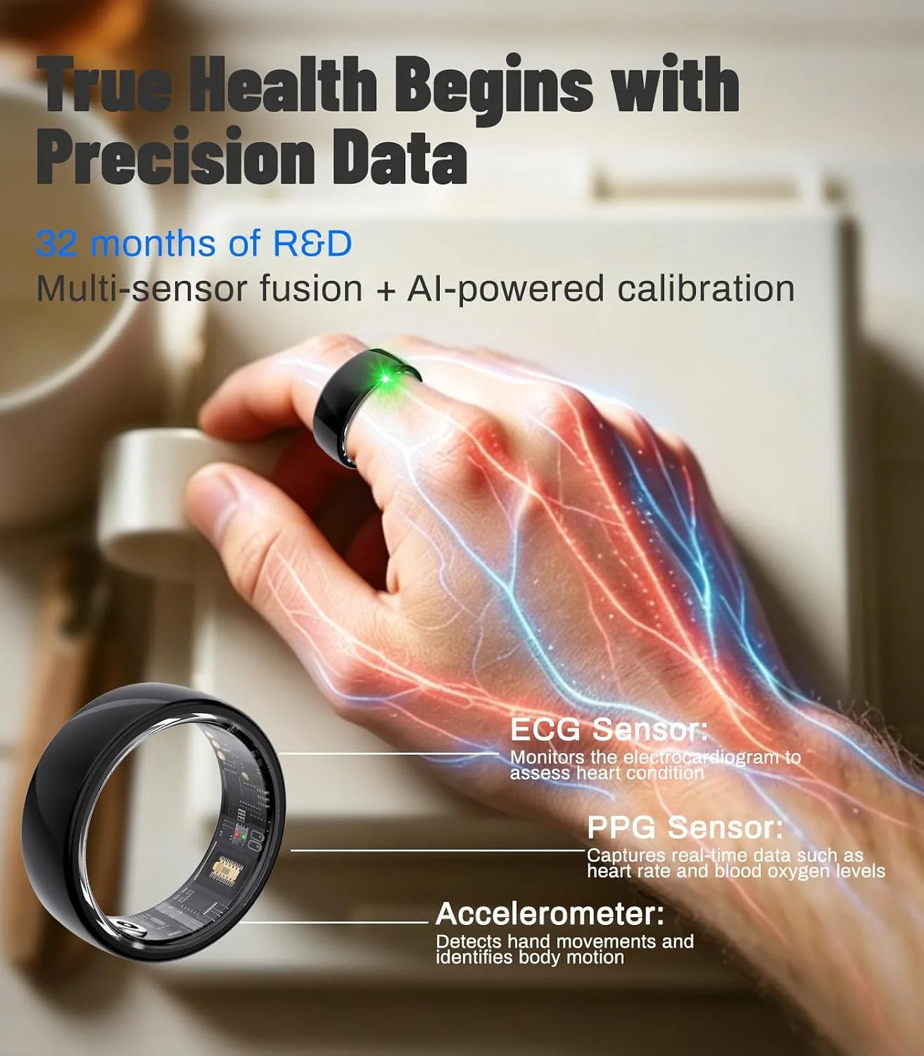 AI Smart Ring for Women Men, Health Ring with AI Health Analysis