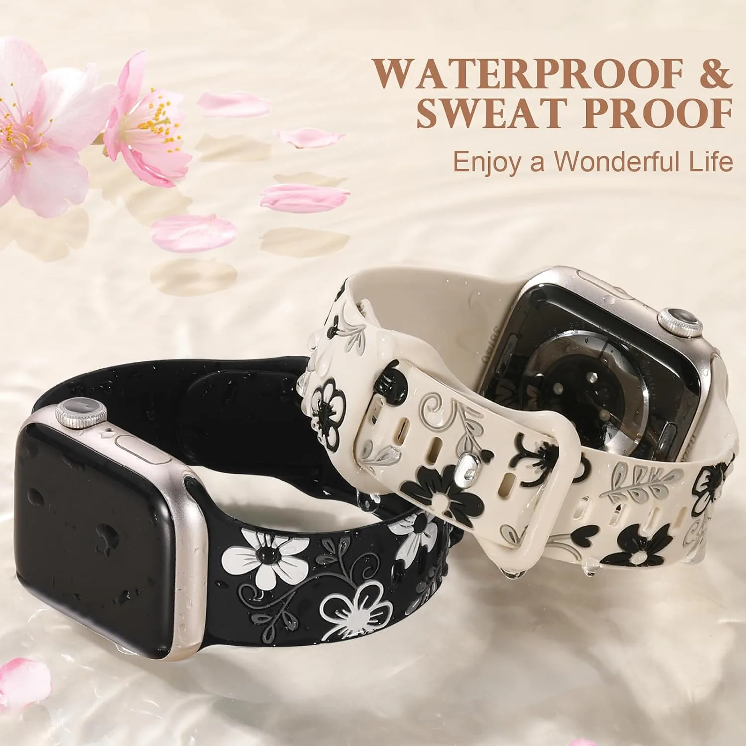 Witzon Floral Silicone Band Compatible with Apple Watch Bands For Women