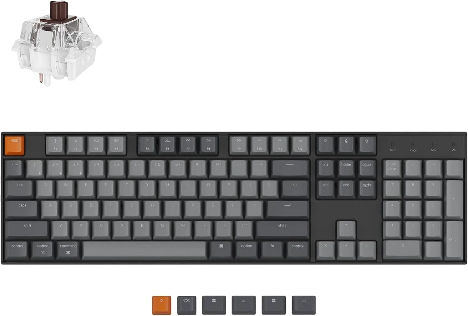 Teclado Gamer Keychron K10 Mecánico Bluetooth RGB Hot-Swappable 104 Teclas Super Brown