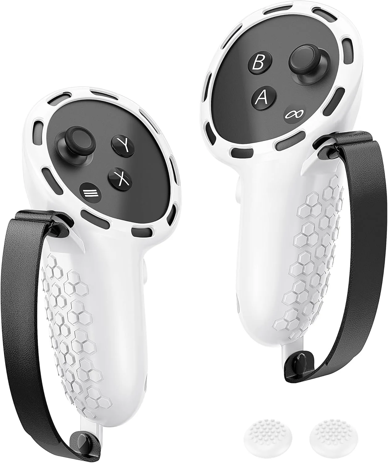 Grip para controles Meta Quest 3S y 3 AMZDM silicona blanco