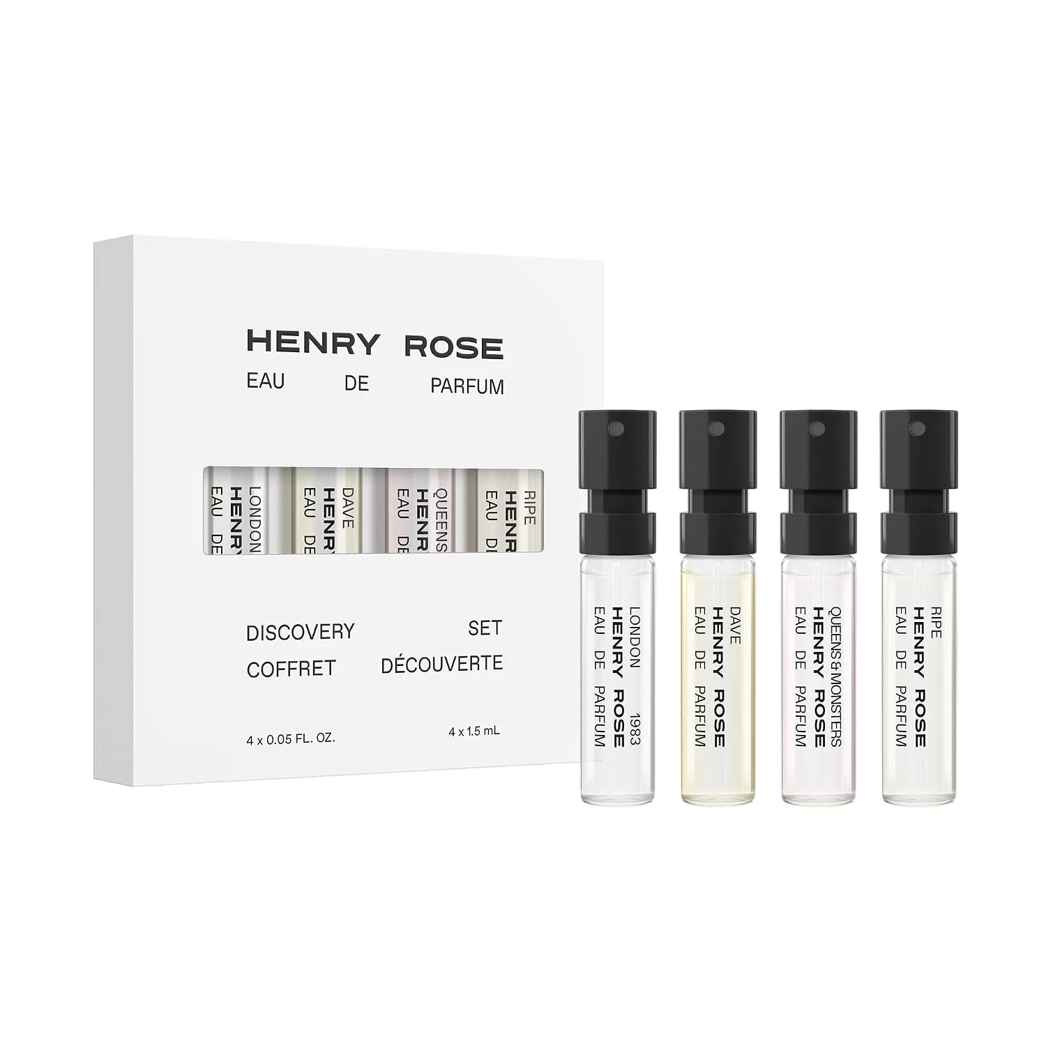 Henry Rose Best Sellers Discovery Set - Mini Unisex Fragrance Sampler with Vanilla, Floral & Woody Scents - Travel Size Perfume Gift Set (4 ct)