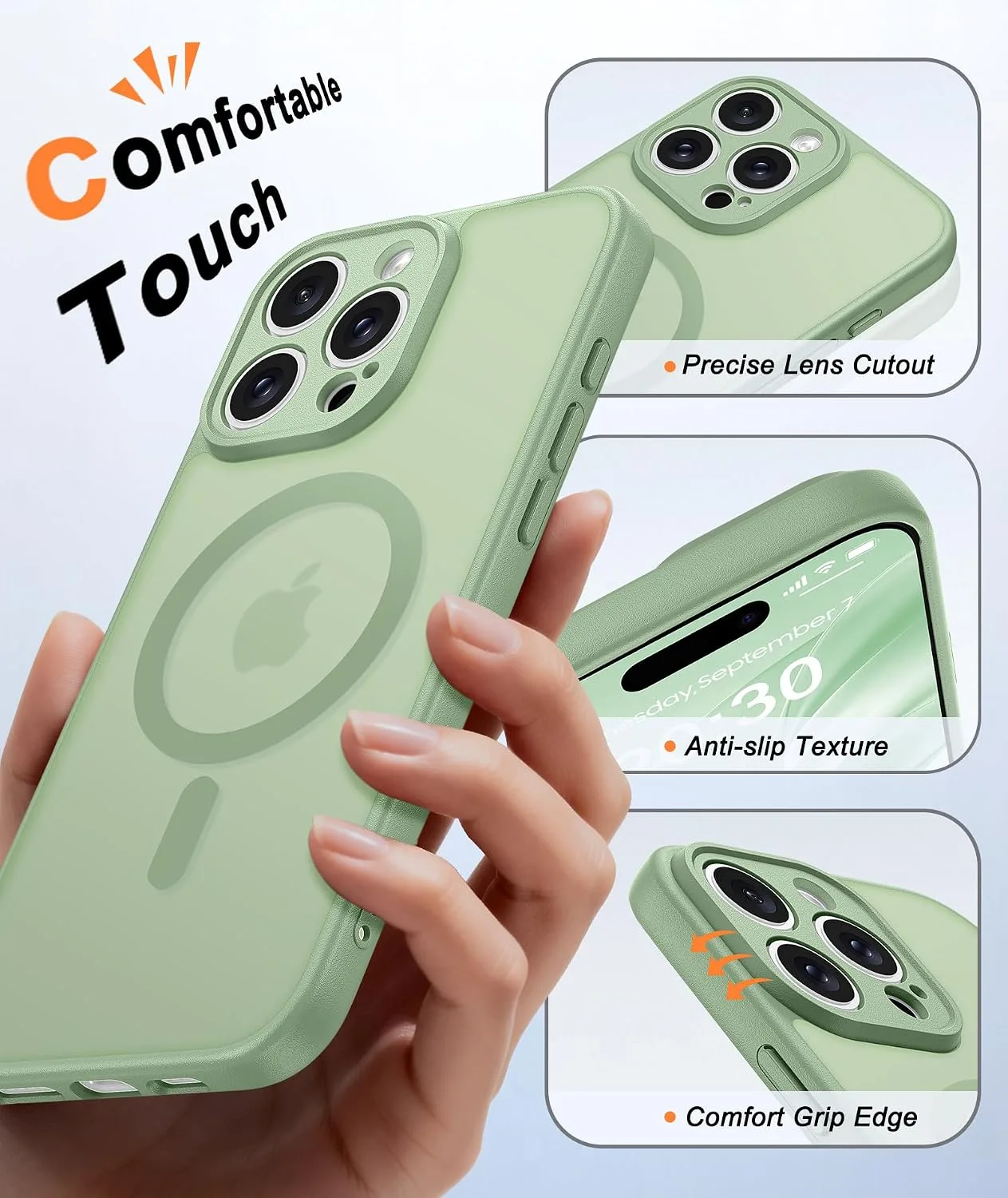 FNTCASE for iPhone 16 Pro Max Case Fit for MagSafe Light Green