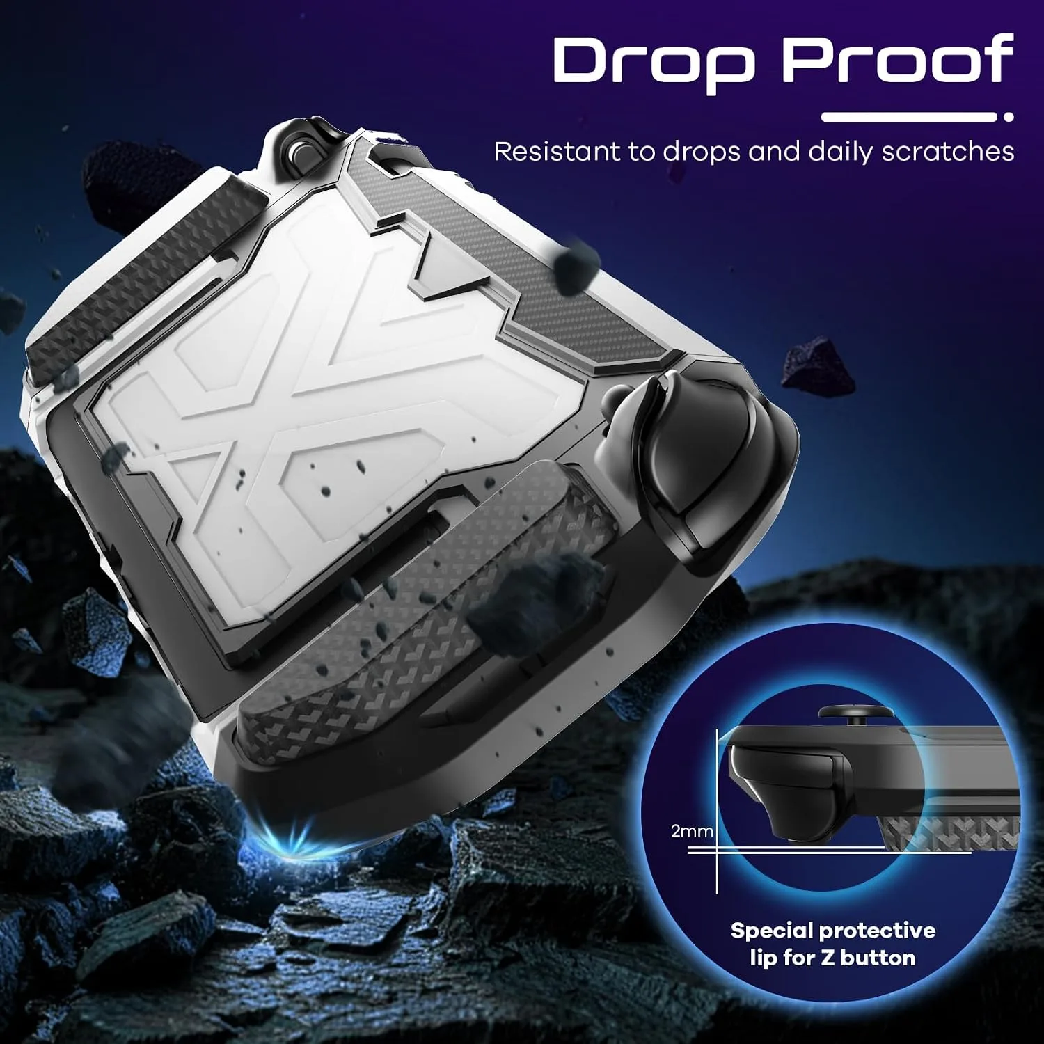 Toladoshop Dockable for Switch 2 Grip Case (2025) Accessories, Armor Slim Military-Grade Protection for Detachable 3PCS Design Joncon Holder with Screen Protectors and Joystick caps, White