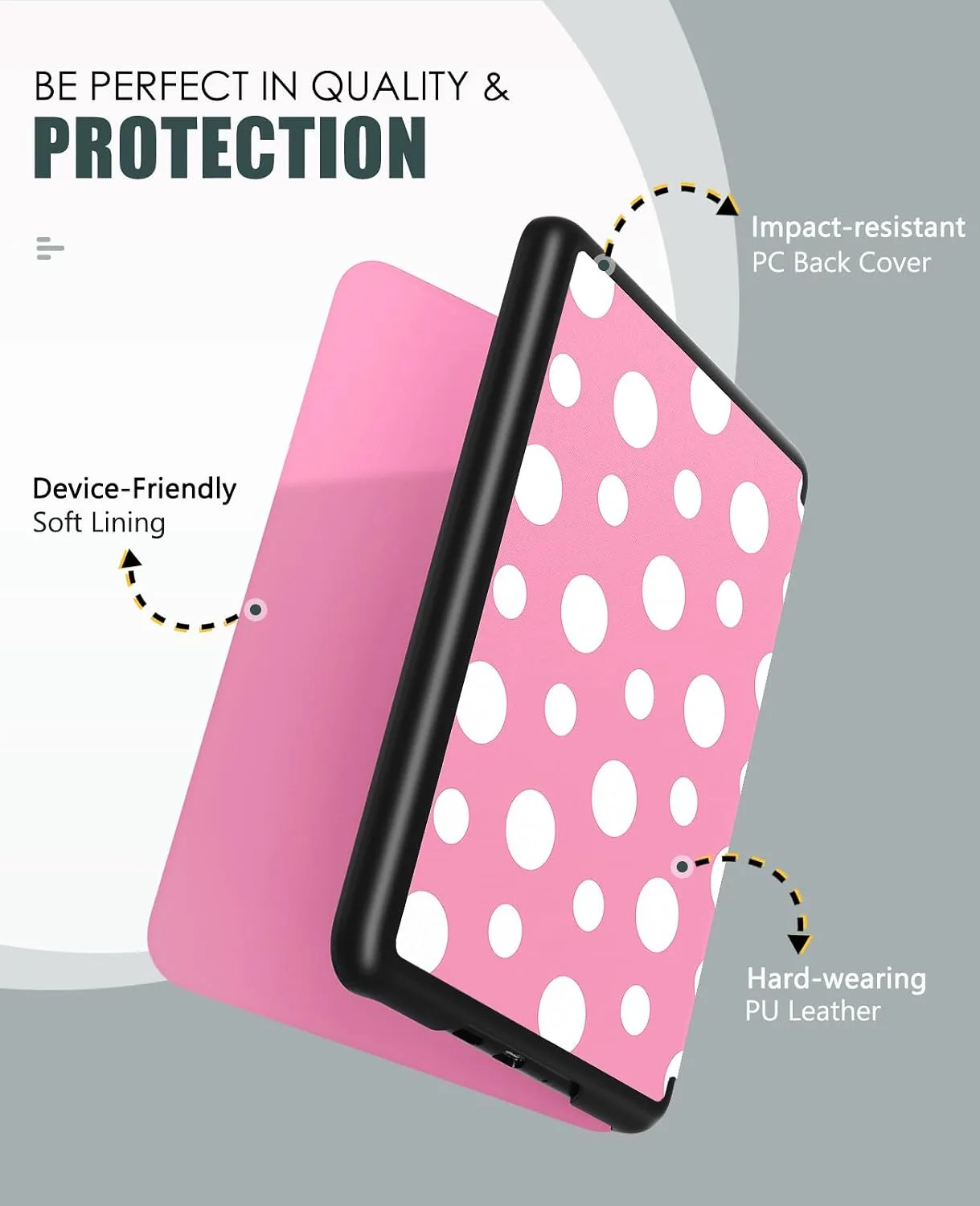 MoKo Case for 7" Kindle Paperwhite 12th Gen&Colorsoft 2024,Peony with Dot