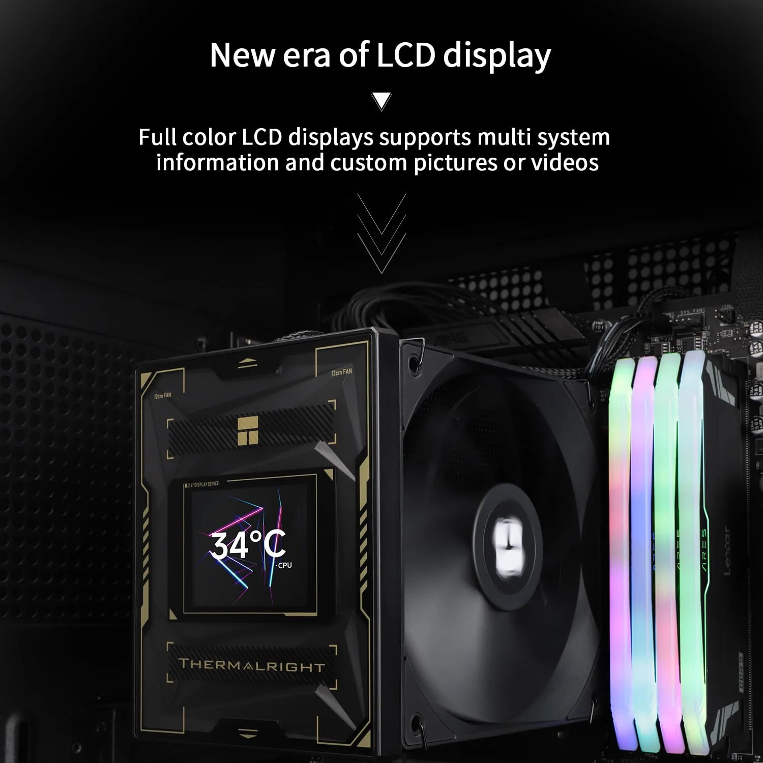 Thermalright Burst Assassin 120 Vision Black CPU Cooler, 2.4inch IPS Display LCD Screen with 320x240 Resolution,Computer High Performance Radiator,for LGA1851/1700 and AM4/AM5,156mm High CPU Cooling