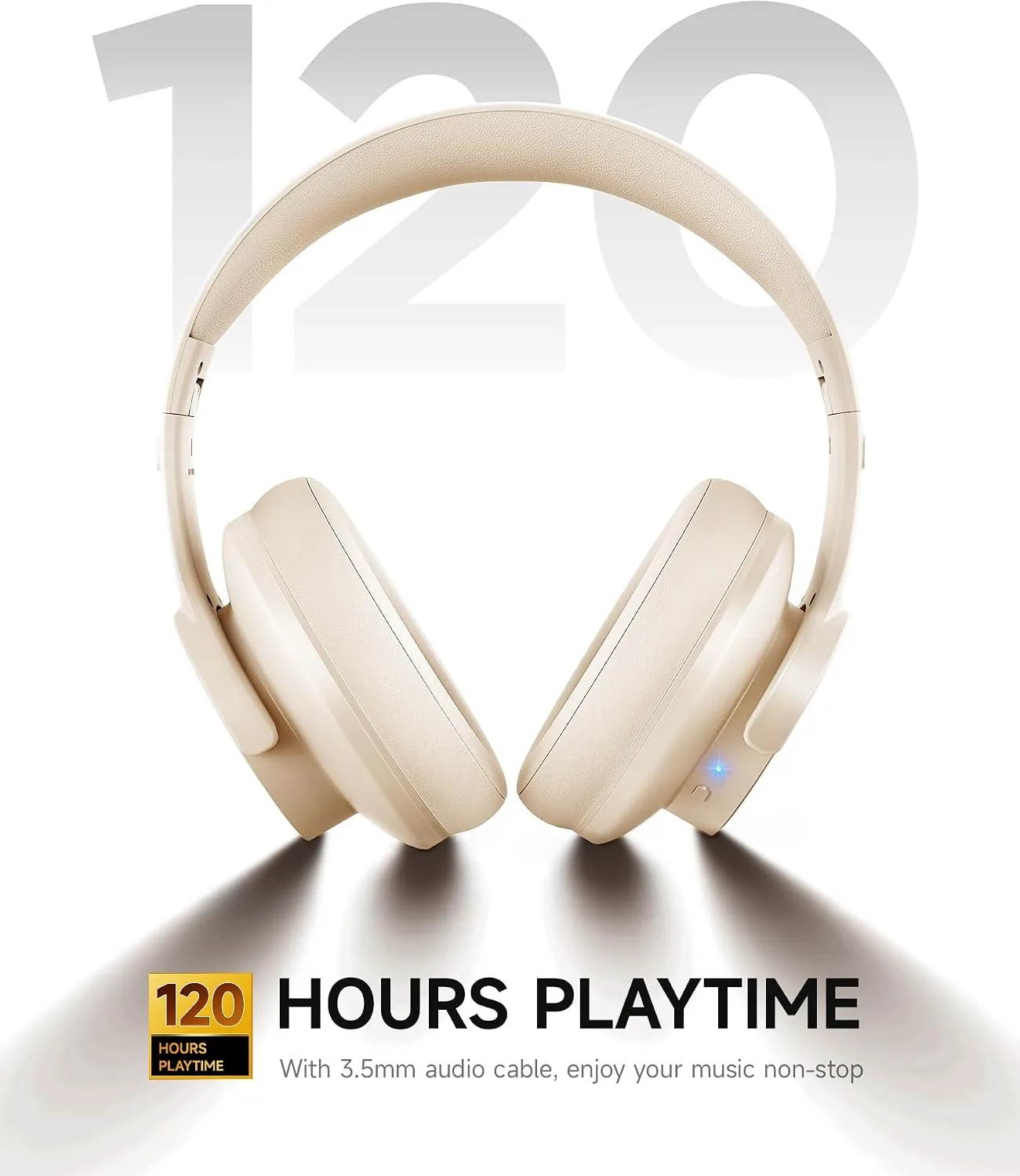 Picun B8 Wireless Bluetooth Headphones, 120H Playtime, 3EQ Modes, Khaki